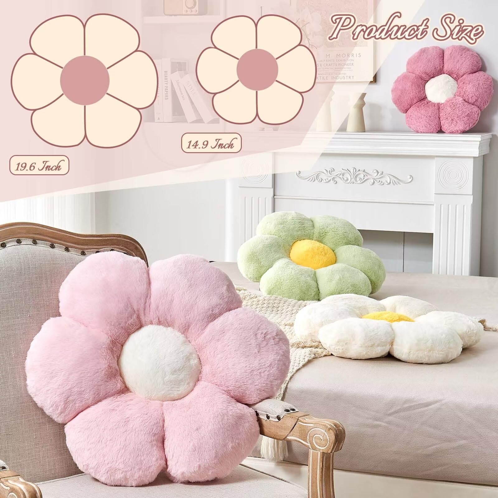 **Pink Flower Pillow - 14.9