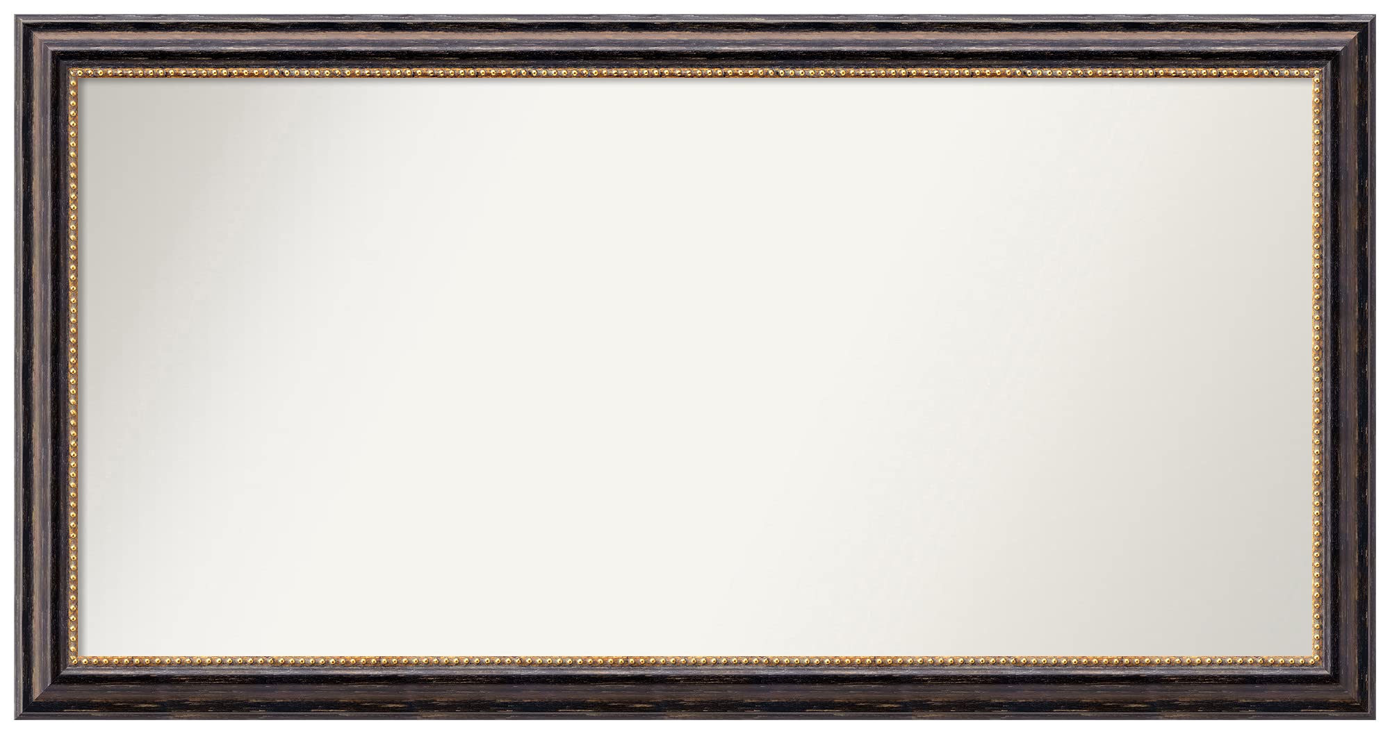 Amanti Art Non-Beveled Custom Wall Mirror 23.75x45.75 Inches - Tuscan Rustic Frame in Black & Brown - Bathroom, Living Room, Bedroom Decor - Various Custom Sizes Available