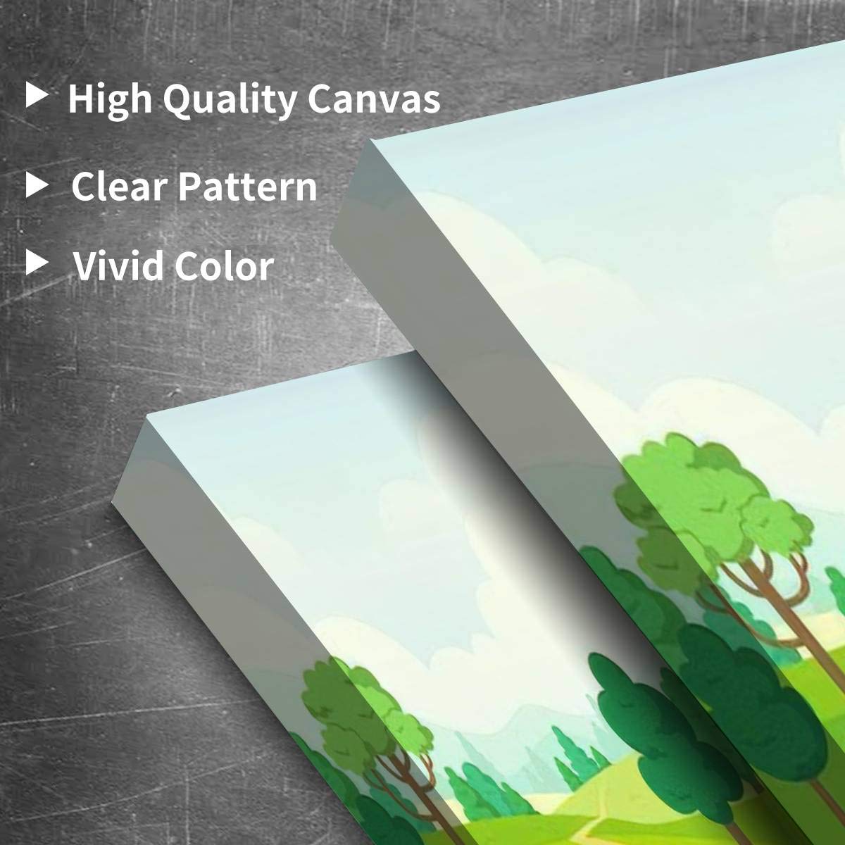 Vector Nature Landscape Canvas Wall Art - Simple Cartoon Style Paintings for Living Room & Bedroom Decor - 3 Panel Home Wall Decor Posters - Perfect for Modern Housewarming Gifts & Cozy Interior Design