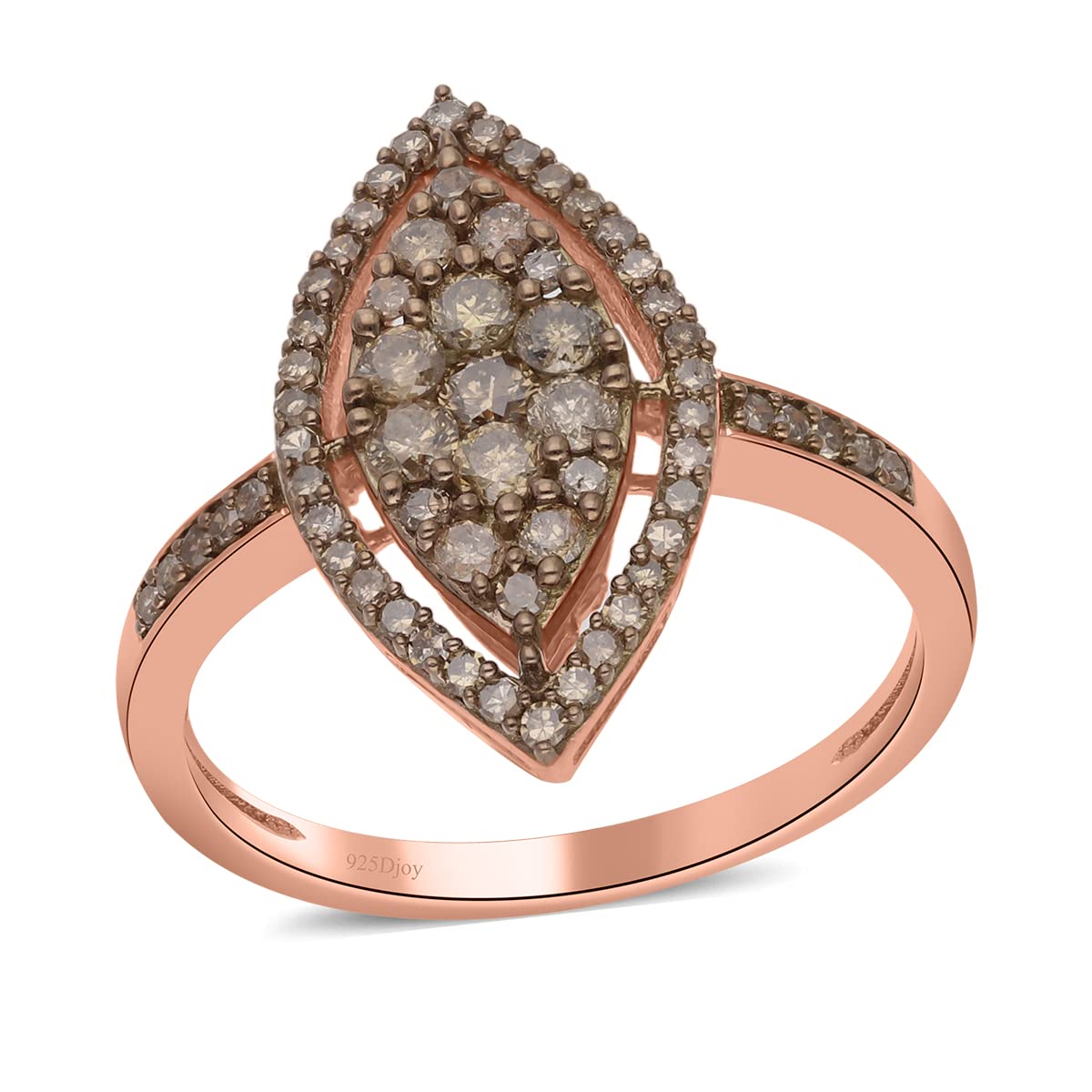 SHOP LC Champagne Diamond 925 Sterling Silver Vermeil Rose Gold Rhodium Plated Cluster Ring for Women - Elegant Jewelry Gift for Mother's Day, Anniversary & Special Occasions | I3 Clarity, Perfect for Evening Parties & Romantic Dates