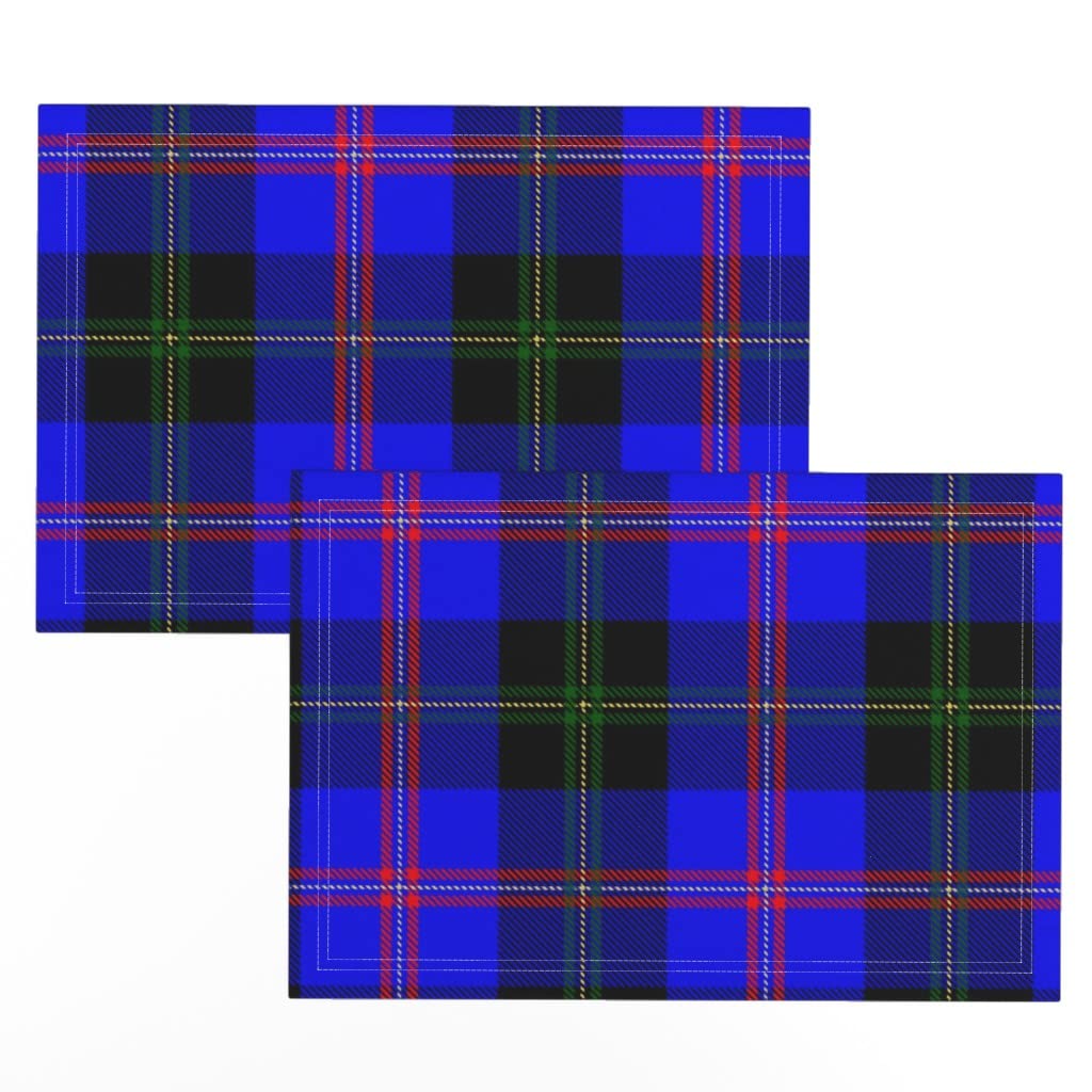 Premium Linen Cotton Canvas Placemats Set of 2 - Classic Black Tartan Checkered Table Mats for Dining & Home Decor | Washable & Durable for Everyday Use, Parties, and Holiday Gatherings