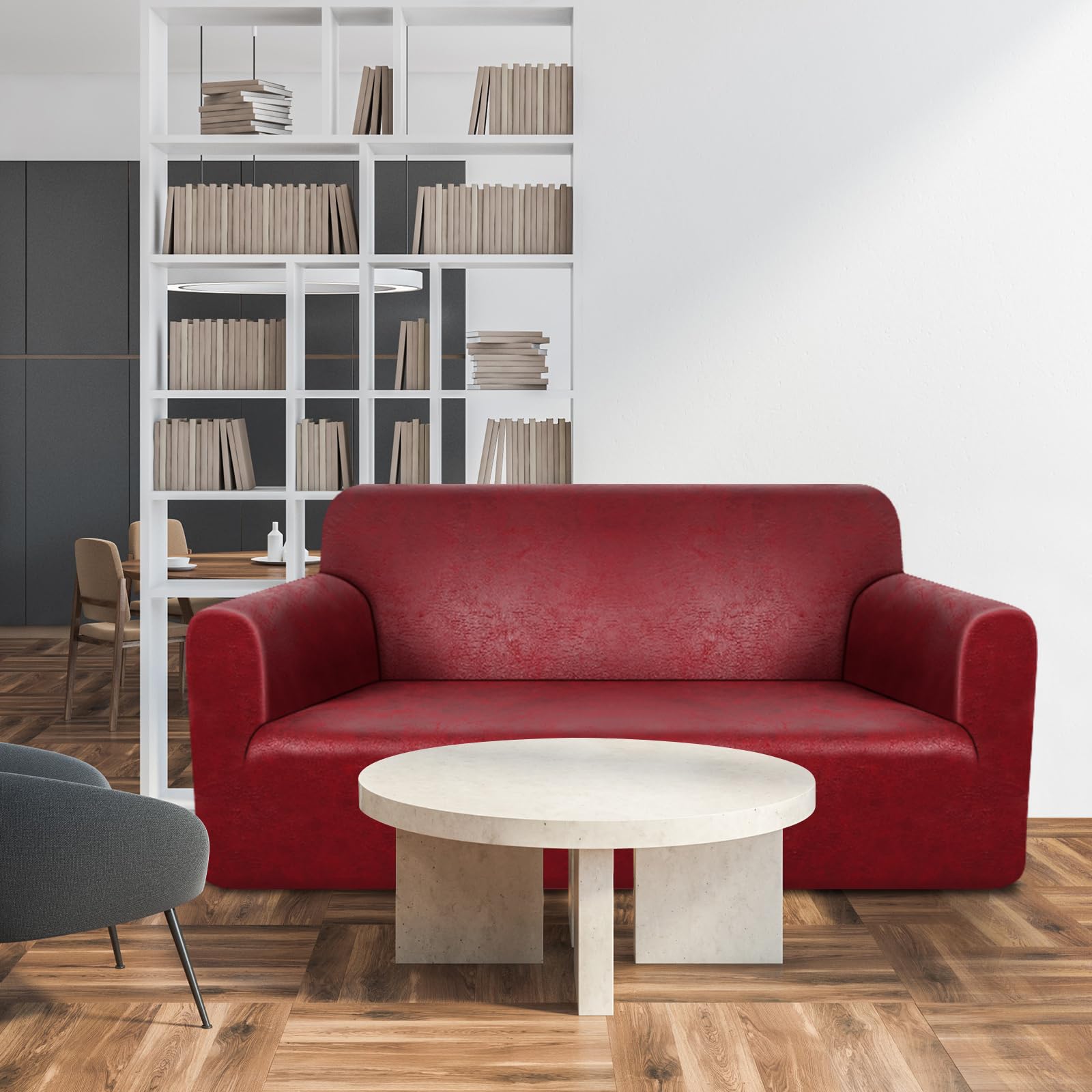 **Peryiter 3-Piece Stretch Slipcover Set for Sofa, Loveseat & Armchair – Form-Fitting, Wrinkle-Free Furniture Protector (Burgundy, Tech Fabric) – Perfect for Living Room, Home Decor & Pet-Friendly Use**