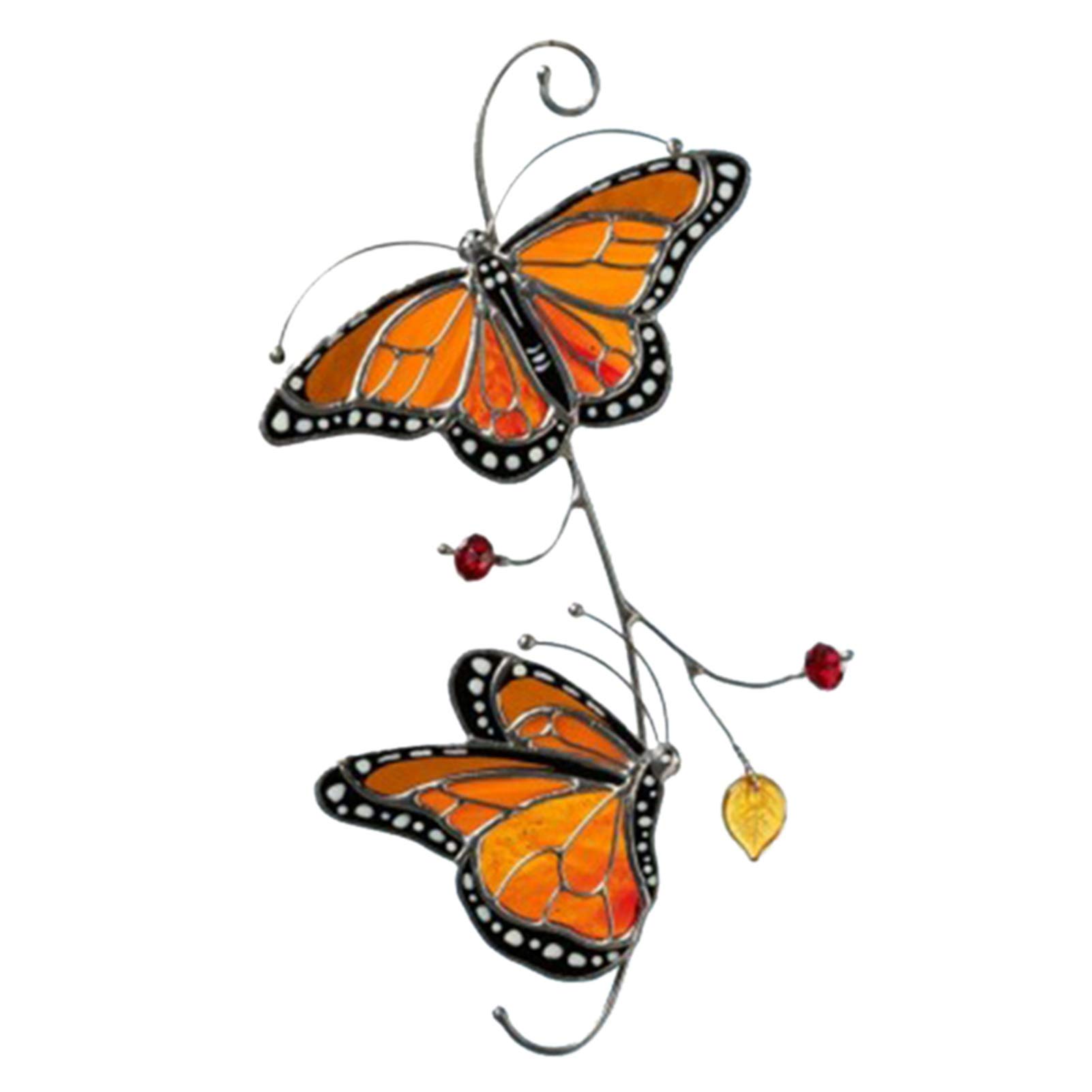 Stained Glass Monarch Butterfly Window Decor - Handmade Hanging Ornament for Home, Car, or Office - Unique Memorial Gift for Lost Loved Ones - Perfect for Grieving, Sympathy, and Remembrance