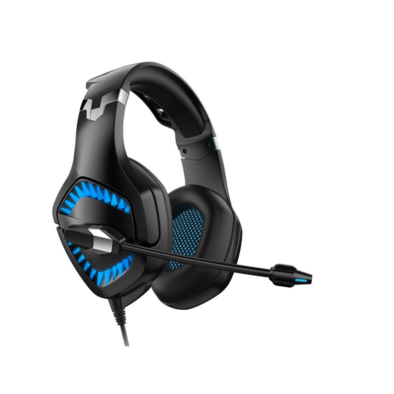 Jojofuny 2-Piece LED Gaming Headphones with Noise Isolating Mic - Soft Ear Cushions for PC, Laptop, Mobile (Black/Blue) - Perfect for Esports, Streaming & Late-Night Gaming Sessions