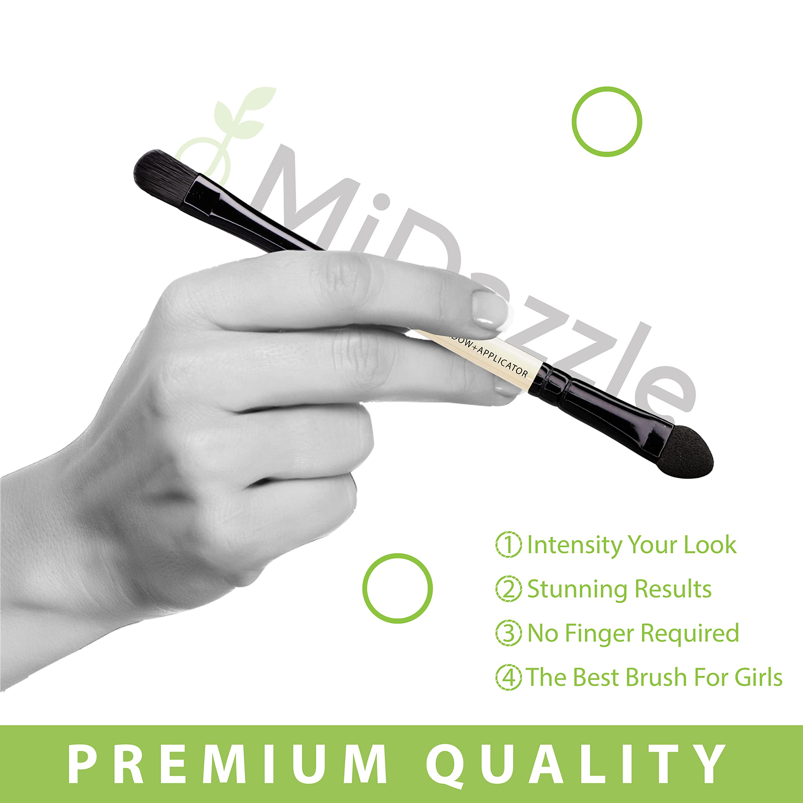 Premium Wooden 2-in-1 Eyeshadow & Eyeliner Brush with Beauty Blender - Dual Ended Makeup Brush Set for Professional & Home Use - Perfect for Eyeshadow Blending & Eyeliner Application