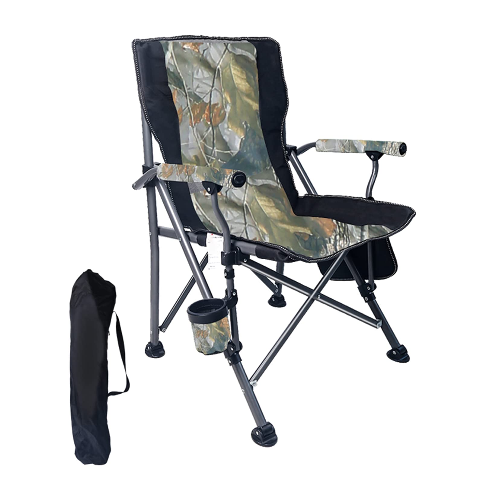 Portable Folding Chair for Outdoor Camping - Lightweight Compact Design with Side Pocket & Cup Holder - Durable Metal Frame & Carry Bag Included - Perfect for Beach, Picnics, Hiking and Backyard Relaxation