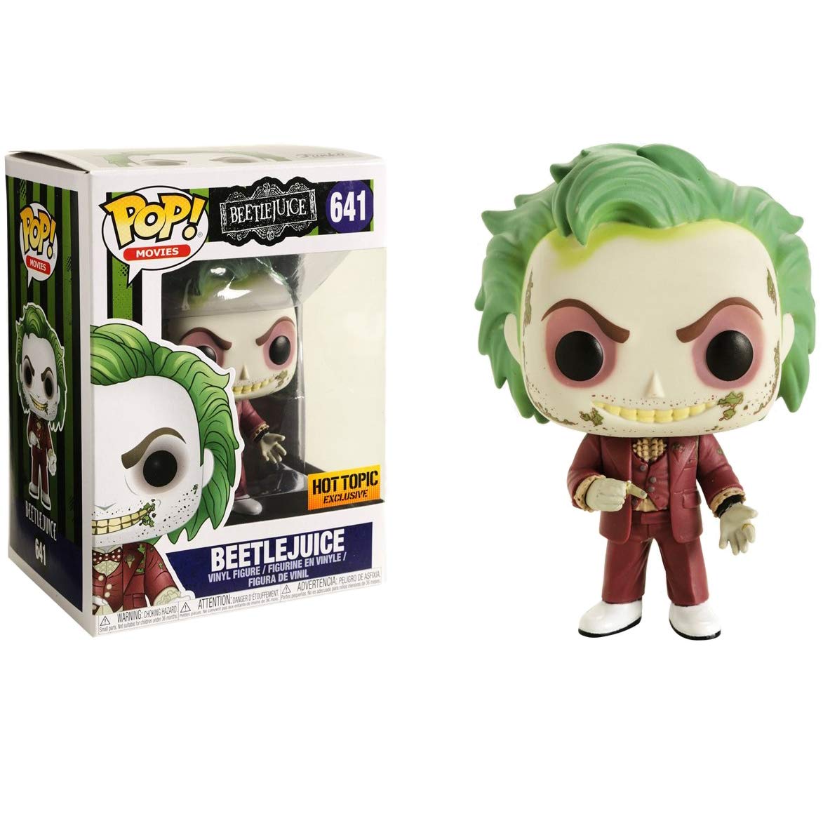 Beetlejuice Funko Pop! Movies Vinyl Figure with Graphic Protector - Hot Topic Exclusive Collectible (641-30359-B) - Perfect for Movie Fans, Pop Culture Collectors, and Home Display