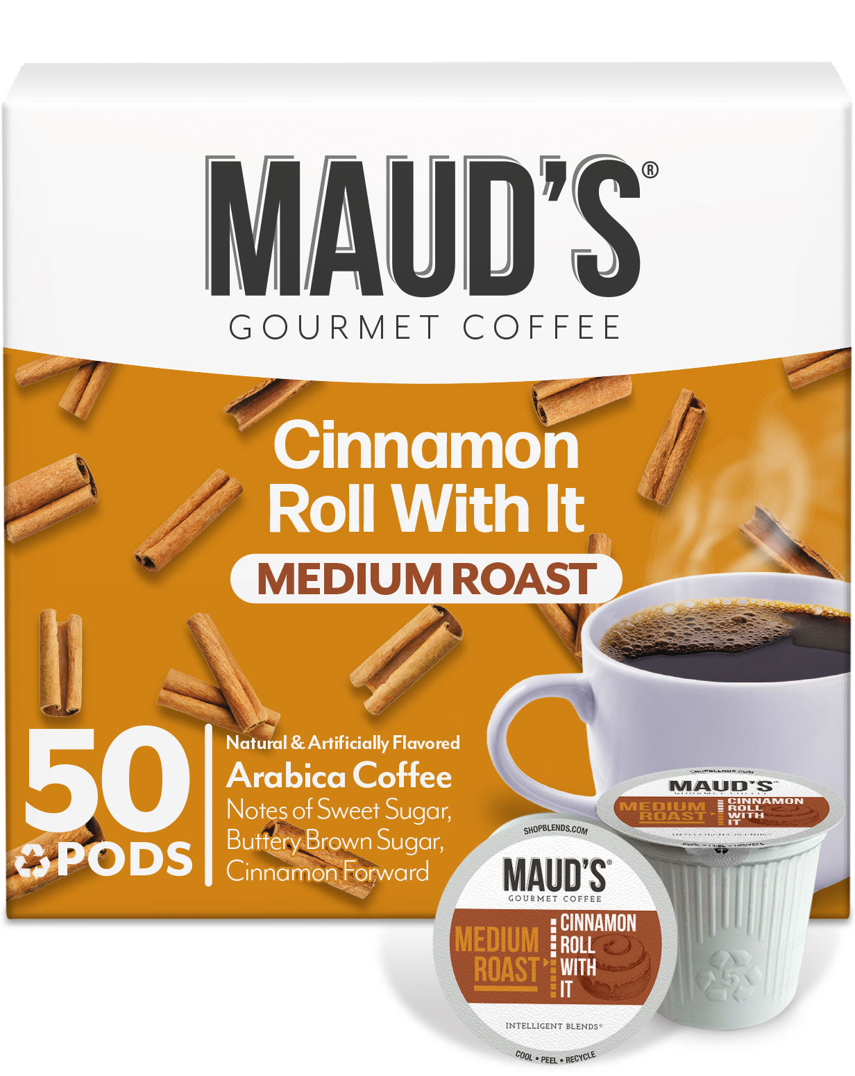 Maud's Cinnamon Roll Flavored Coffee Pods - Single Serve K-Cup Compatible for Keurig Brewers - Perfect for Breakfast, Office & Cozy Home Coffee Moments