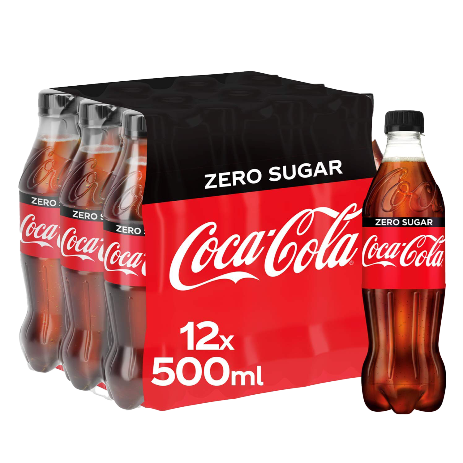Coca Cola Zero Sugar 12-Pack (500ml Cans) - Refreshing Zero Calorie Soft Drink for Parties, BBQs & Everyday Hydration