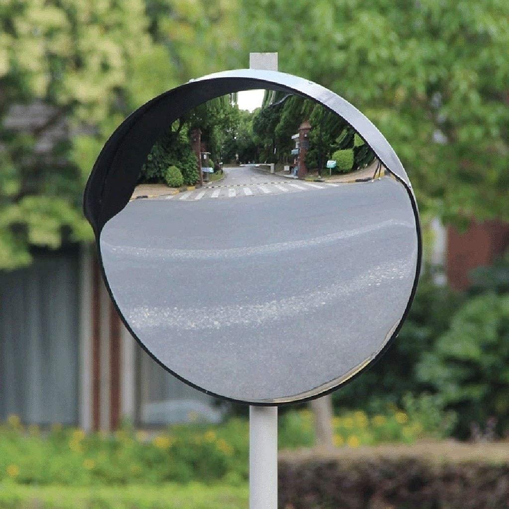 45cm Black Convex Security Mirror - Wide Angle Round Plastic Anti-Theft Mirror for Store Surveillance, Parking Lots & Blind Spot Safety (30-60cm Adjustable)