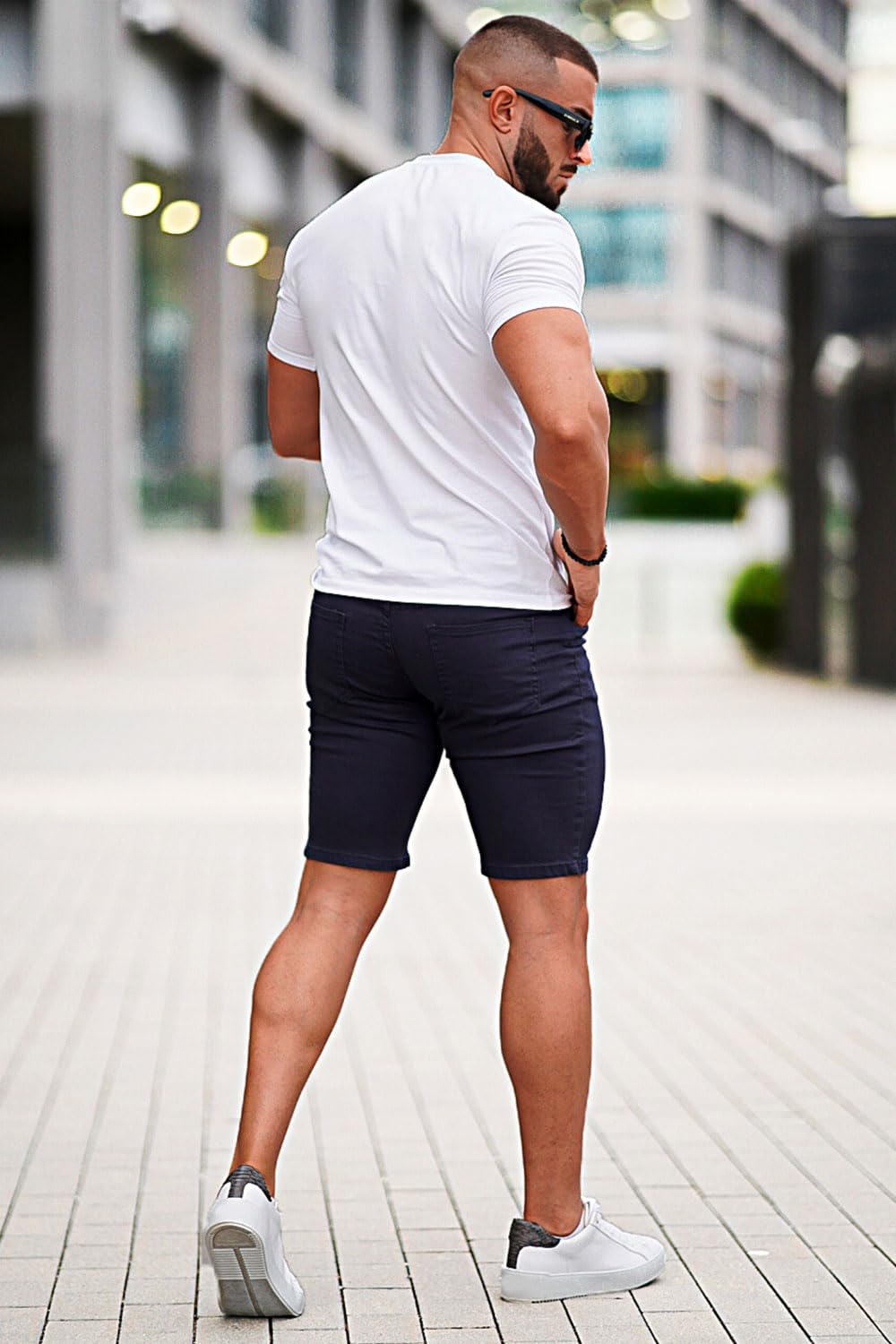 GINGTTO Men's Skinny Stretch Denim Shorts - Slim Fit Stretchable Jean Shorts for Men | Perfect for Summer, Casual Outfits & Beach Wear