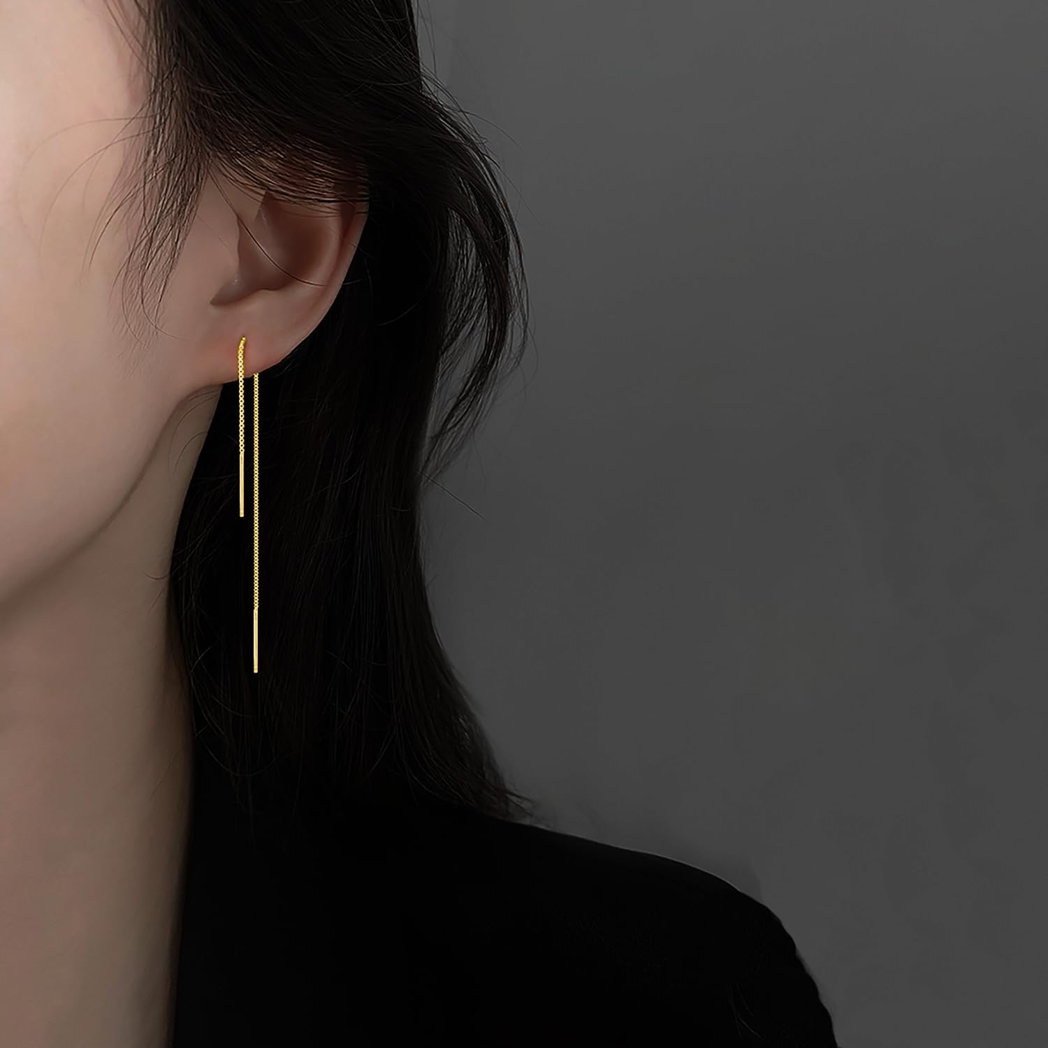 Reffeer Solid 925 Sterling Silver Chain Threader Dangle Earrings for Women & Teens - Minimalist Long Tassel Earrings - Perfect for Parties, Weddings & Everyday Wear
