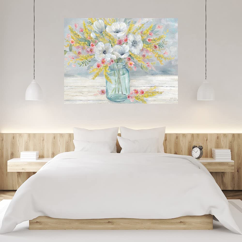 Farmhouse Bouquet Canvas Wall Art by Cynthia Coulter - 32x24 Inch Ready to Hang Floral Painting for Living Room, Bedroom, Office Decor - Perfect for Home, Kitchen, Bathroom & Dining Room Wall Decor