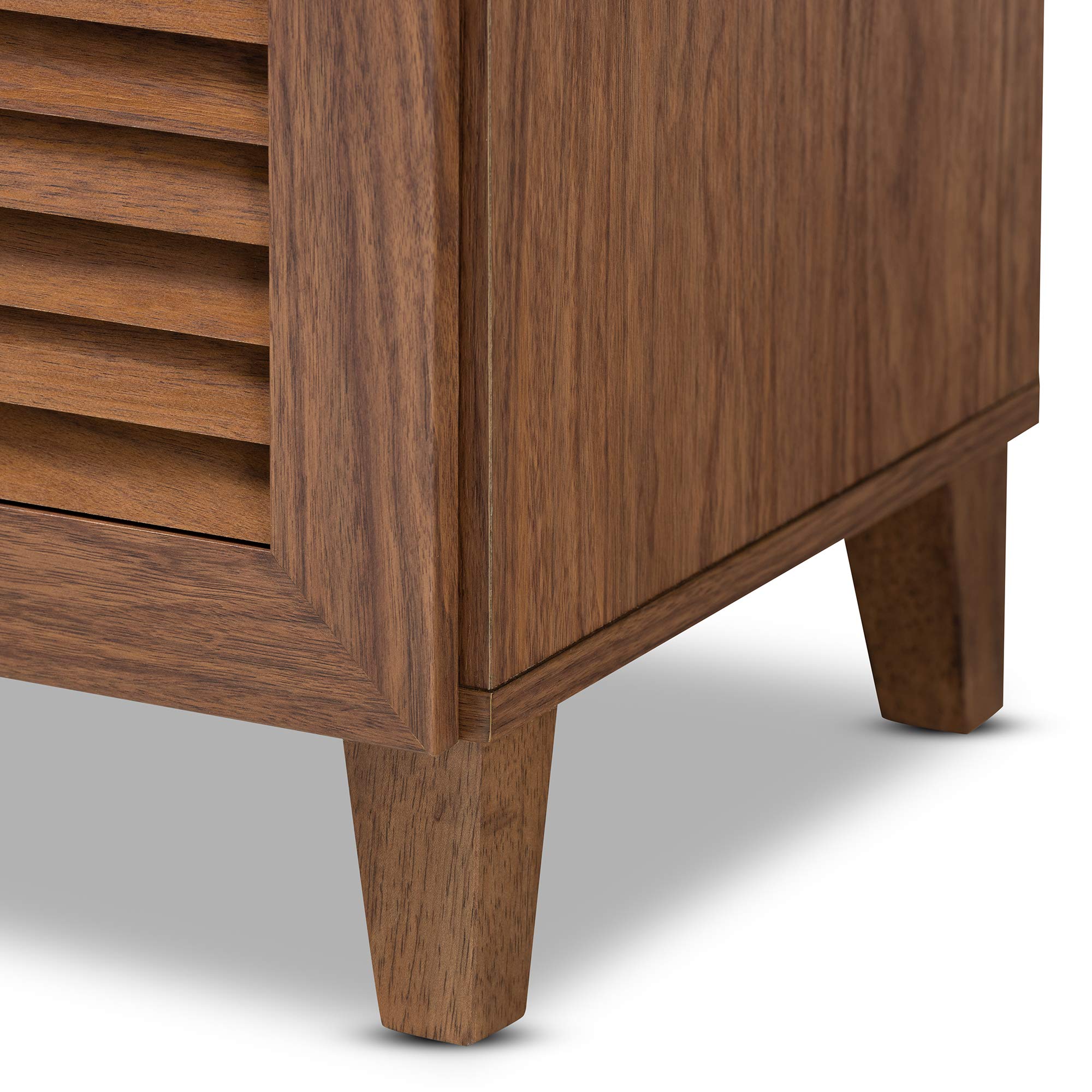 Baxton Studio Shoe Cabinet with Storage - Walnut Finish Entryway Organizer for Shoes & Accessories | Perfect for Small Spaces, Apartments & Closets