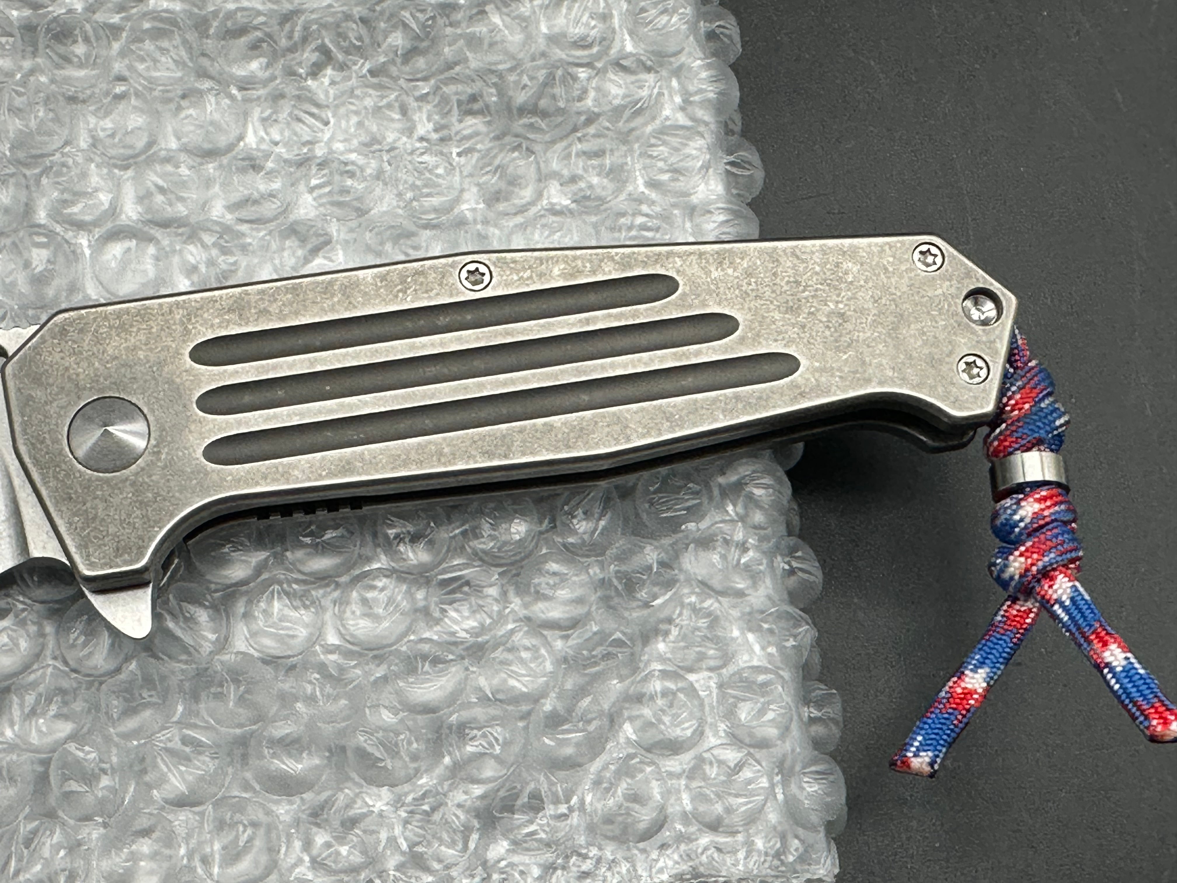 Burke Knives Hitman TAD Edition Flipper Knife - Premium Stonewashed PSF27 Steel Blade with Titanium Handle - EDC, Outdoor Survival, Camping & Tactical Use