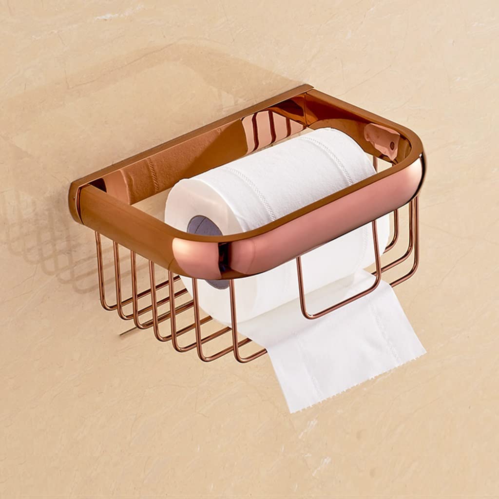 Rose Gold Full Copper Bathroom Towel Rack Set - 3-Piece Towel Holder, Rail & Toilet Paper Organizer - Rustproof Bathroom Storage Solution for Modern Homes (Includes Tissue Basket) - Perfect for Spa-Like Bathrooms & Guest Suites