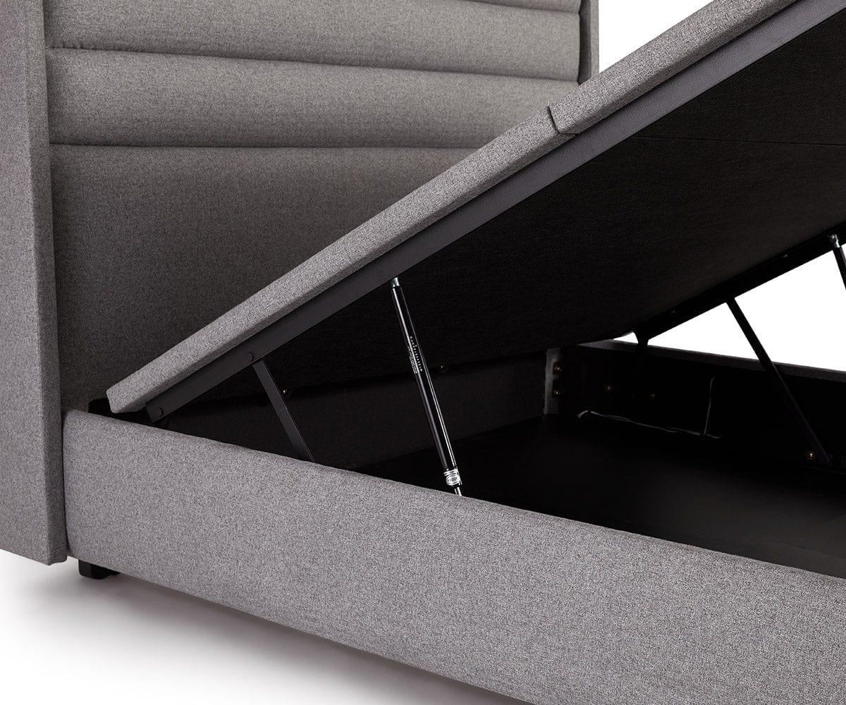Reed Upholstered Storage Bed Frame with Underbed Drawers - Queen Size Platform Bed with Headboard for Bedroom, Guest Room & Small Space Organization