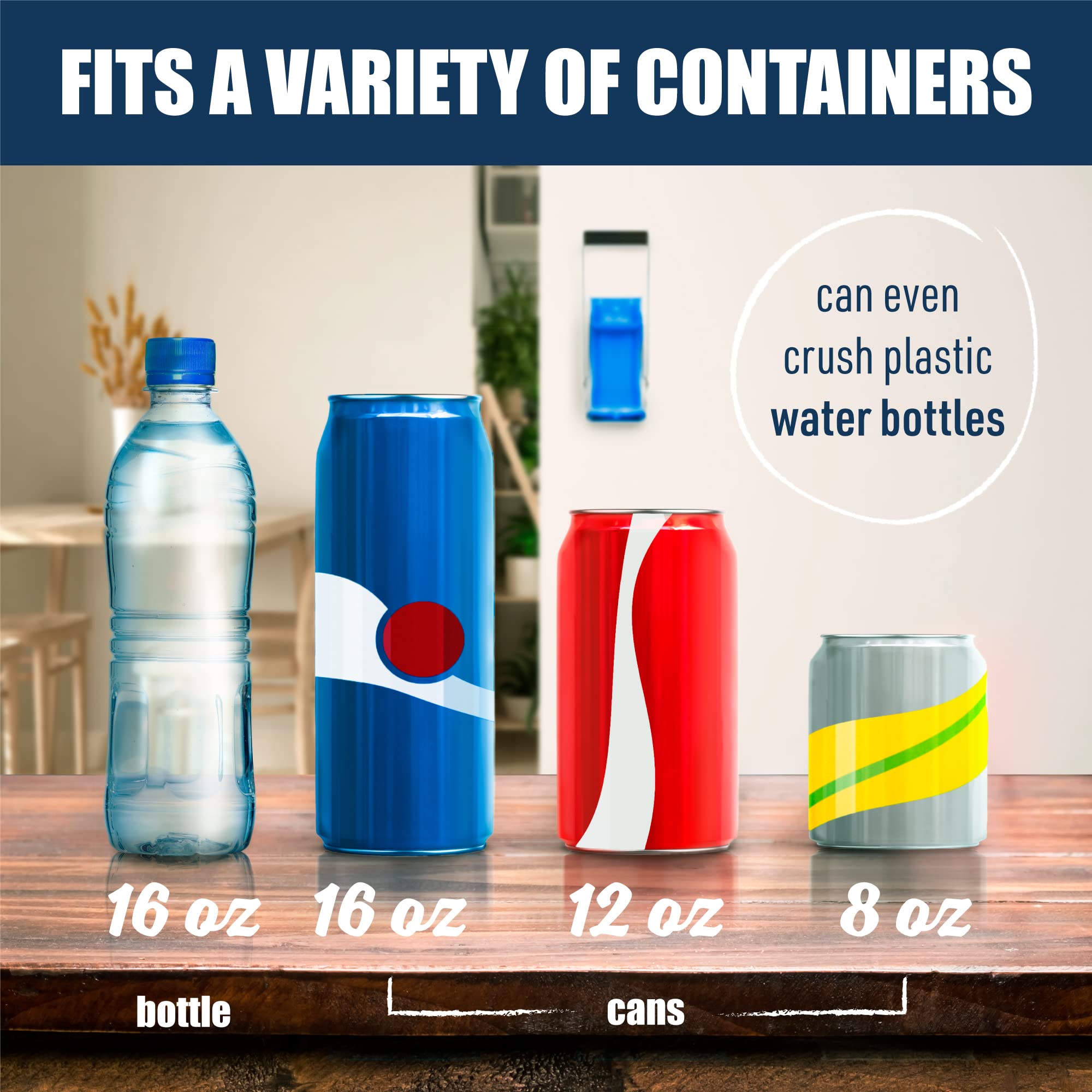 **McKay 16oz Heavy-Duty Wall-Mounted Metal Can Crusher - Smashes Aluminum Seltzer, Soda, Beer Cans & Bottles for Easy Recycling - Space-Saving Home Gadget (Black) - Perfect for Kitchen, Garage & Recycling Stations**