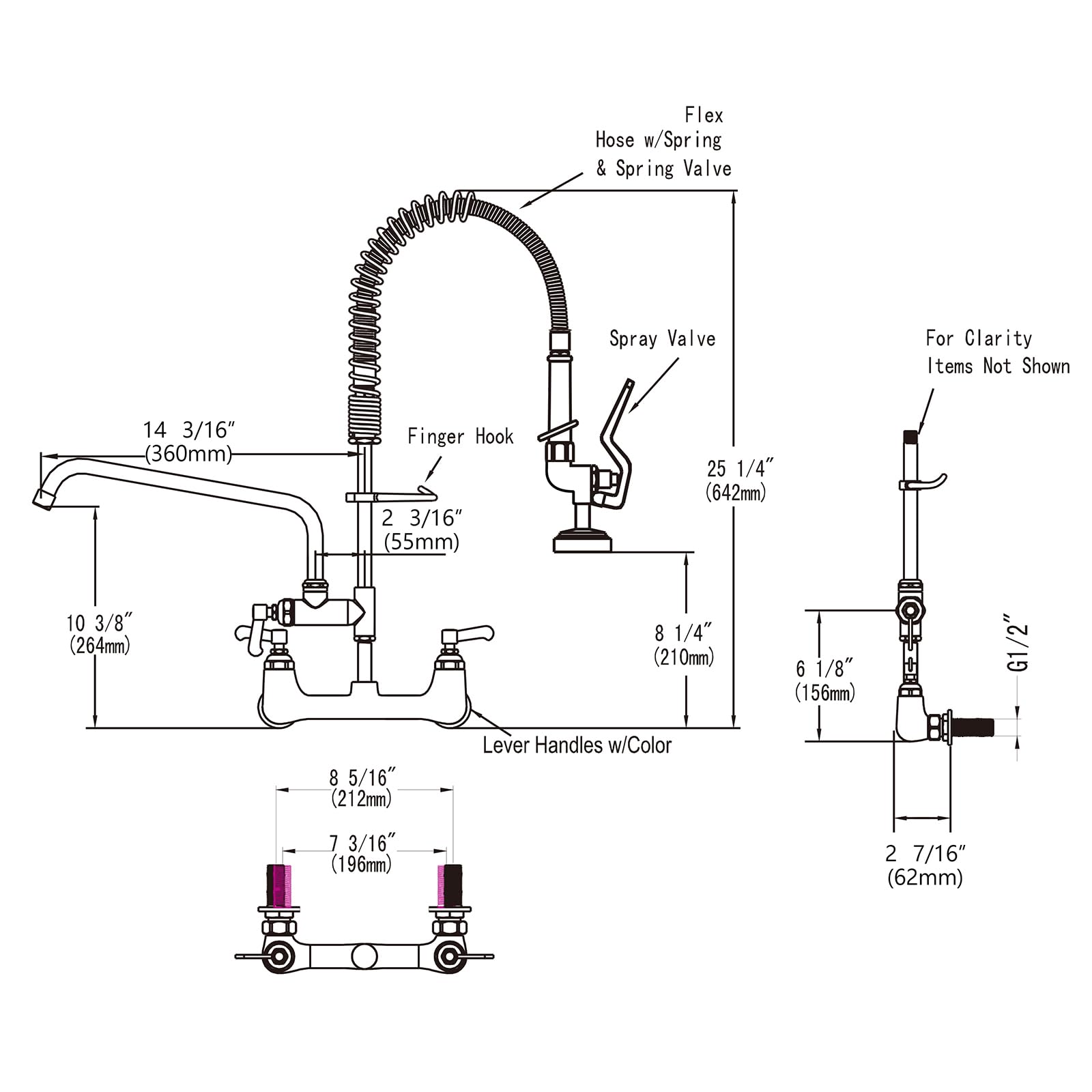 Commercial Kitchen Sink Faucet with Sprayer - MSTJRY 25