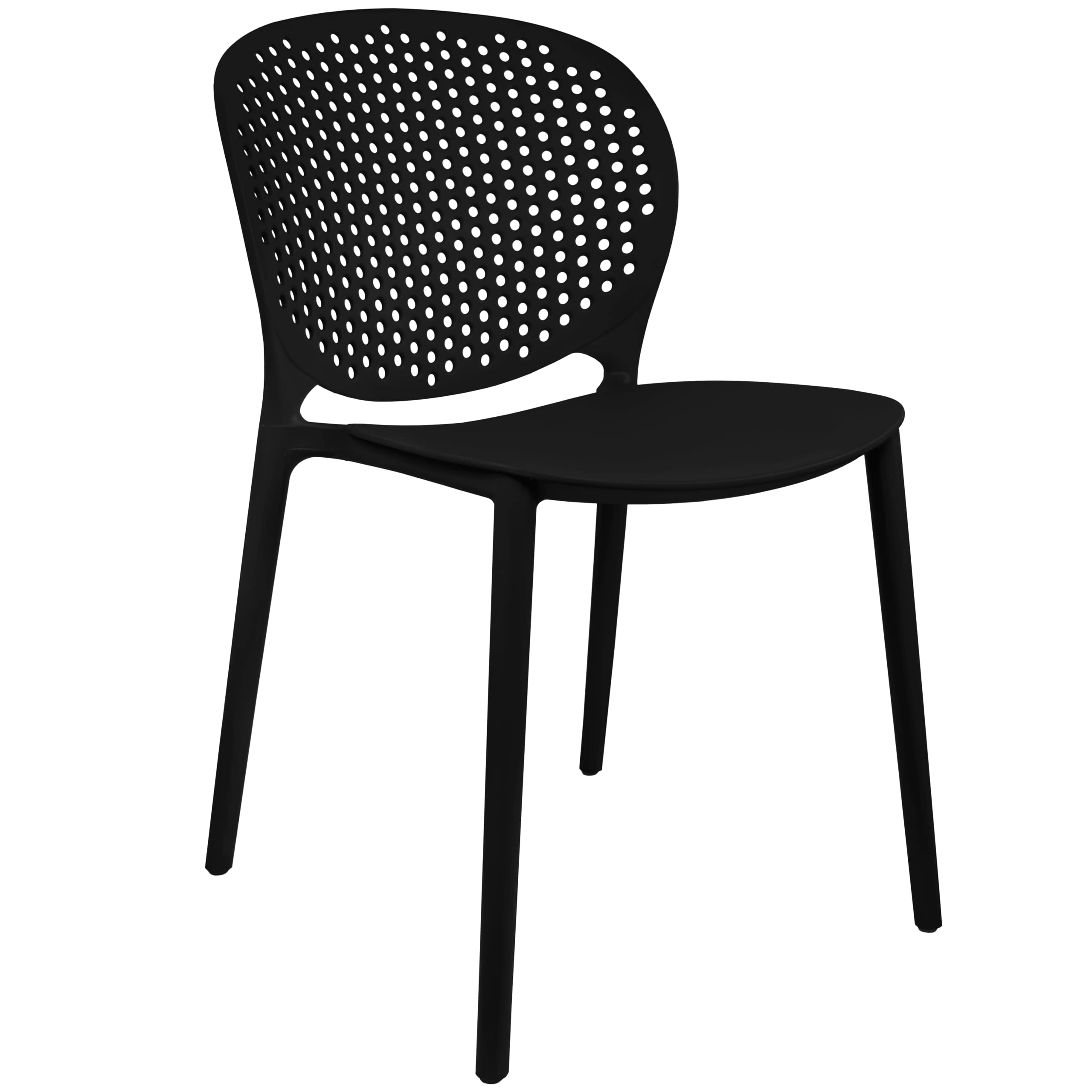 2 Pack Modern Stackable Patio Chairs - Indoor/Outdoor Dining Side Chairs for Pool, Kitchen, Living Room & Restaurant - Black (Perfect for Backyard, Deck, Garden & Commercial Use)