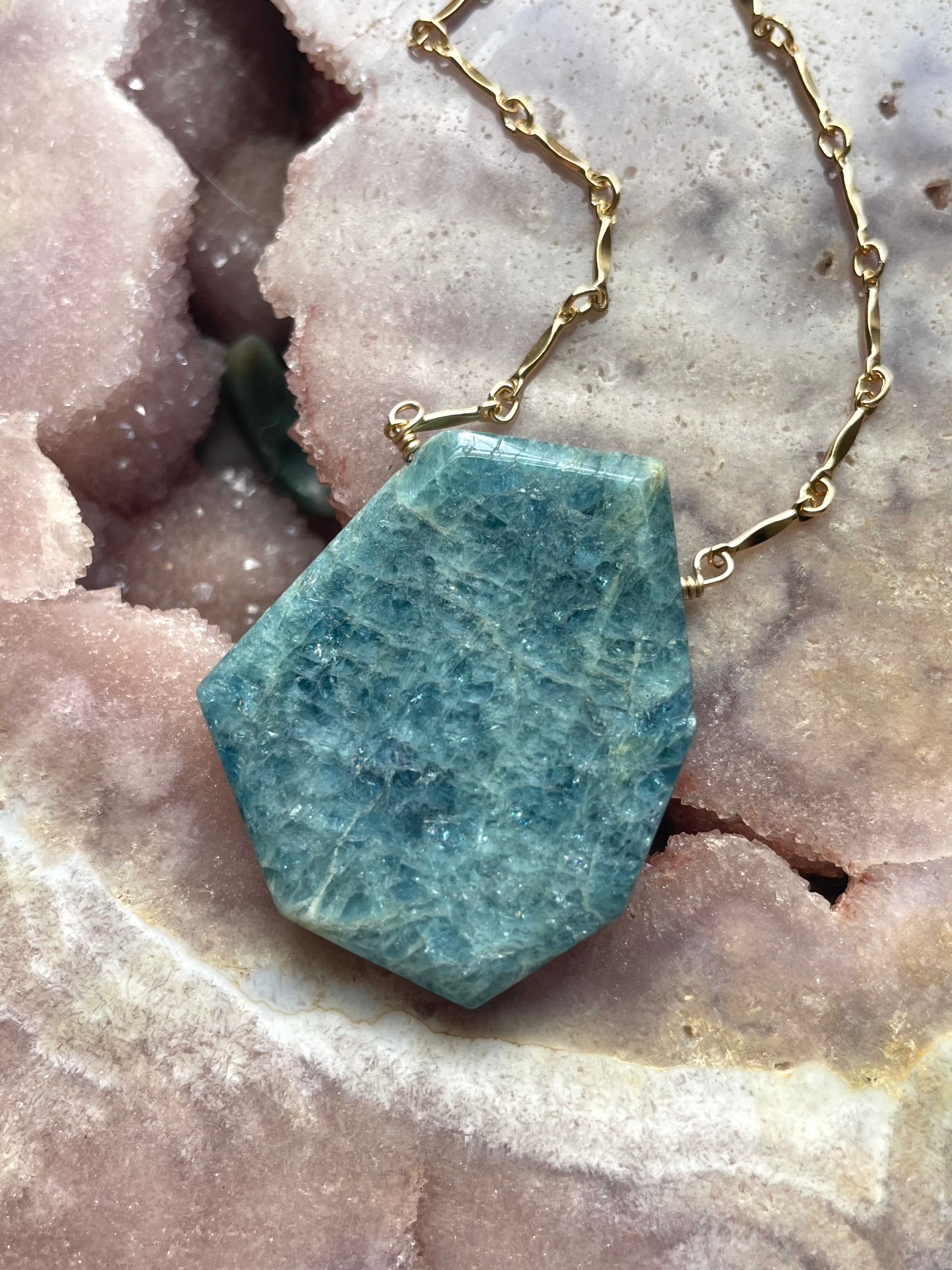 Stunning Large Blue Aquamarine Statement Necklace - 14K Gold Filled Jewelry for Women - Perfect for Weddings, Parties & Special Occasions
