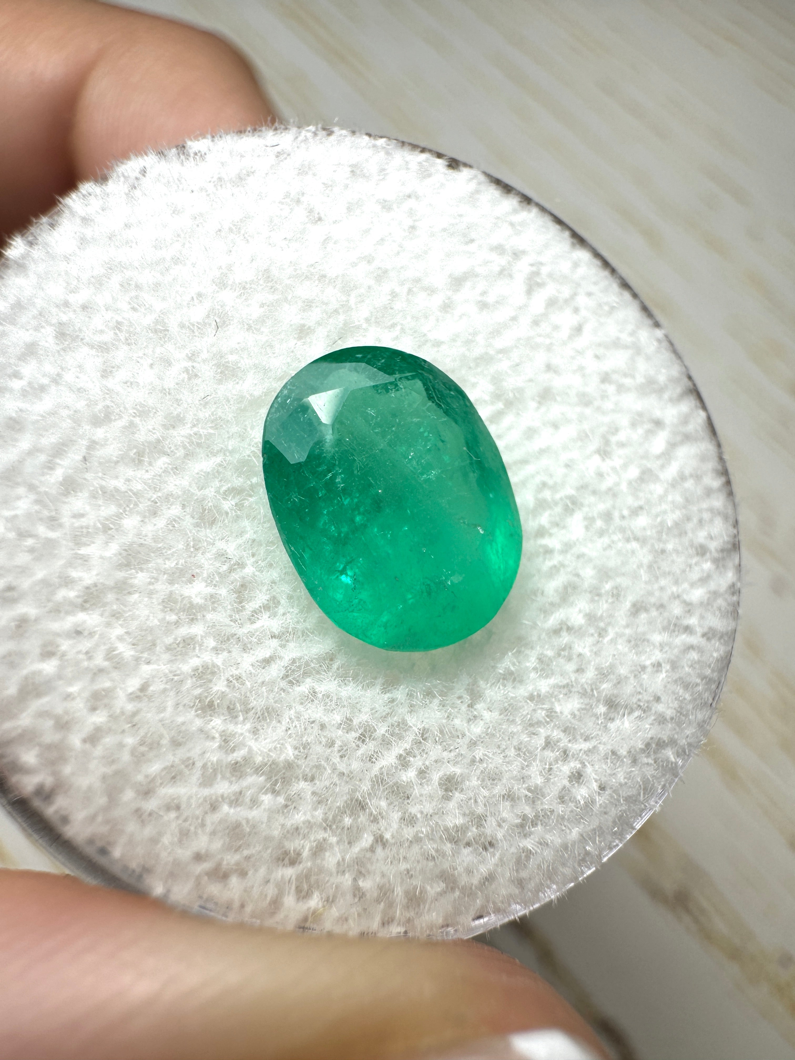 2.11 Carat 10x8mm Medium Bluish Green Natural Loose Colombian Emerald Oval Cut Gemstone for Jewelry Making, Engagement Rings & Collector's Items