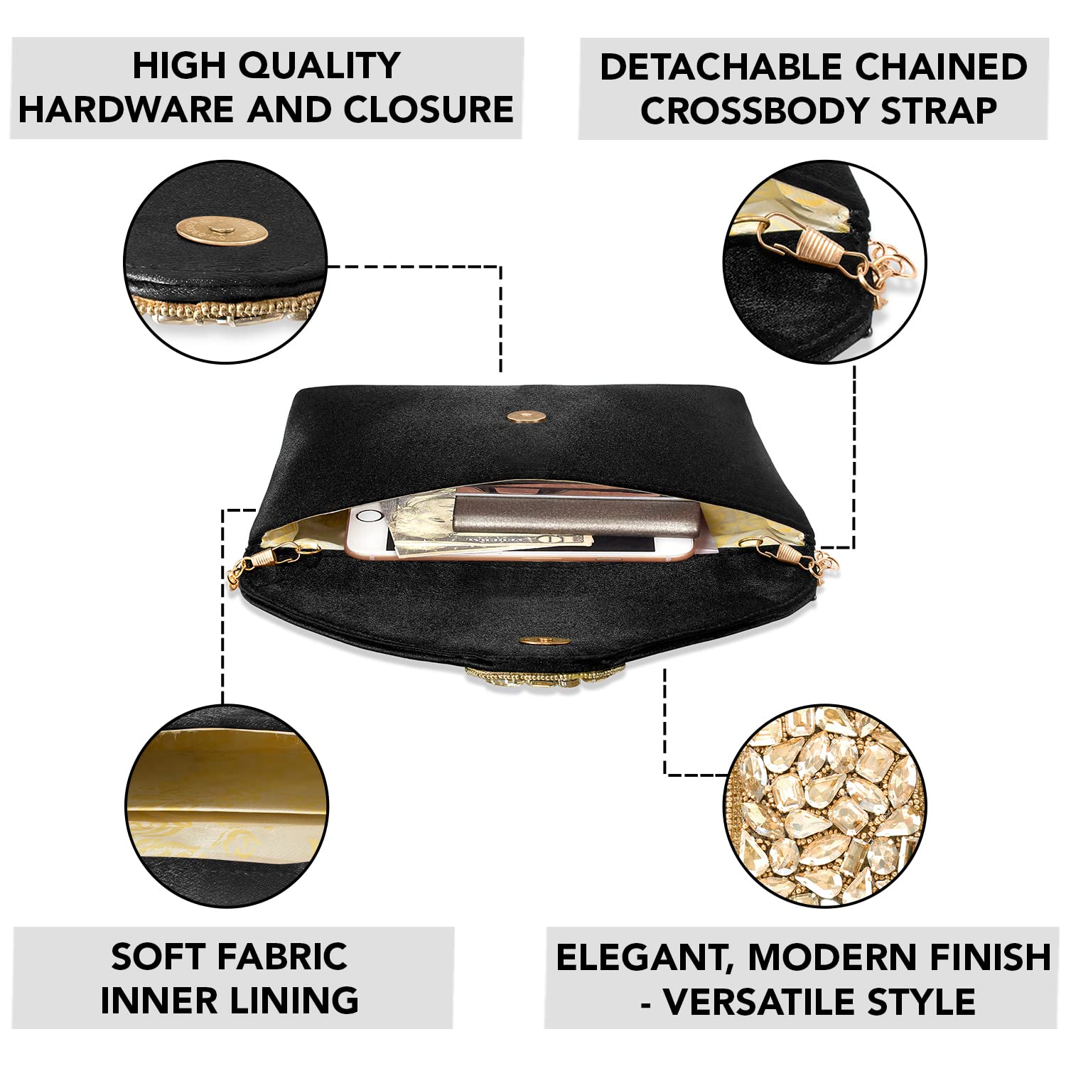 Peora Women's Clutch Purse - Elegant Evening Bag for Weddings, Parties & Special Occasions | Perfect Bridal Gift & Formal Event Accessory