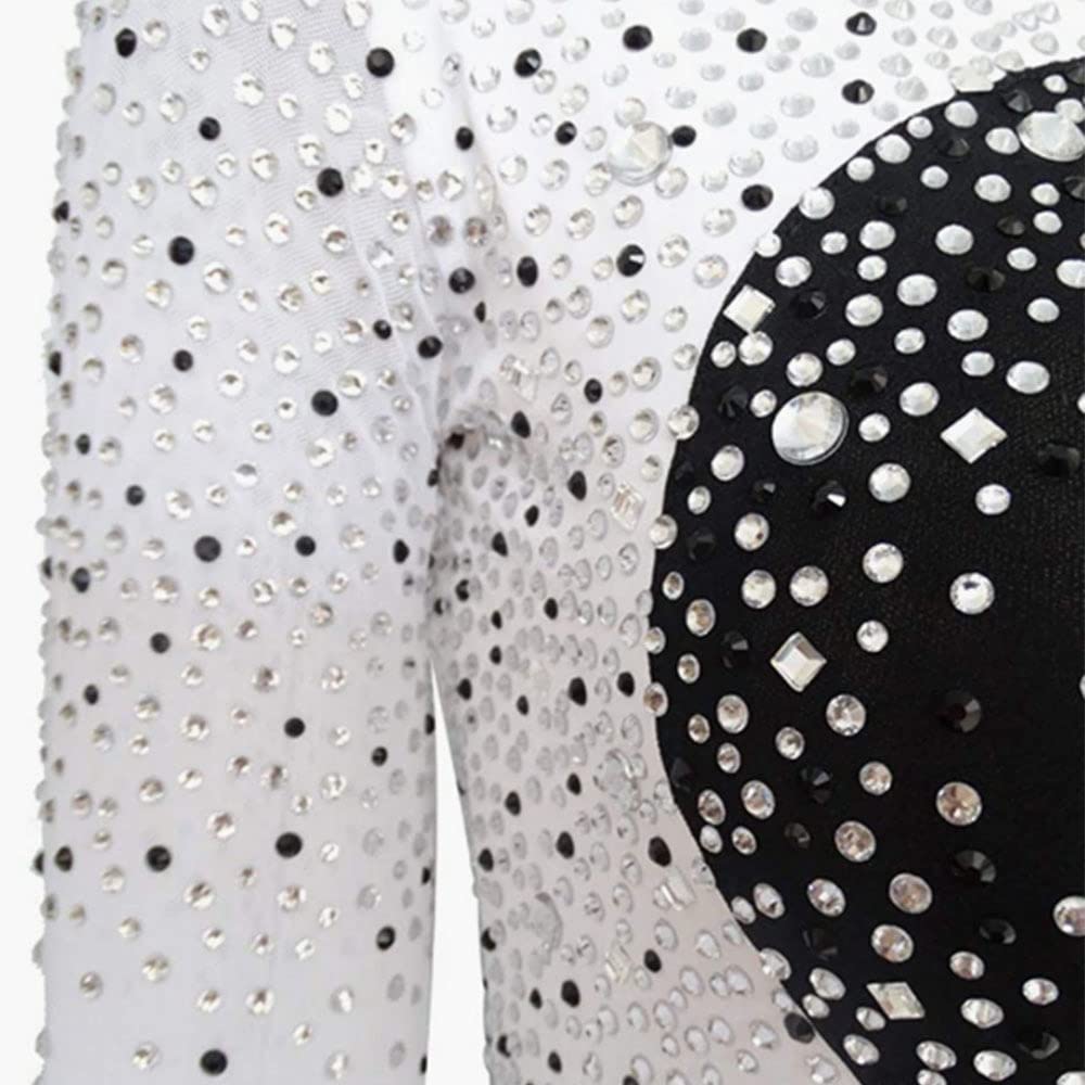 Elegant Black & White Figure Skating Dress for Adults & Kids - Long Sleeve Competition Costume with Sewing Patterns | Perfect for Ice Skating Performances & Winter Sports Events