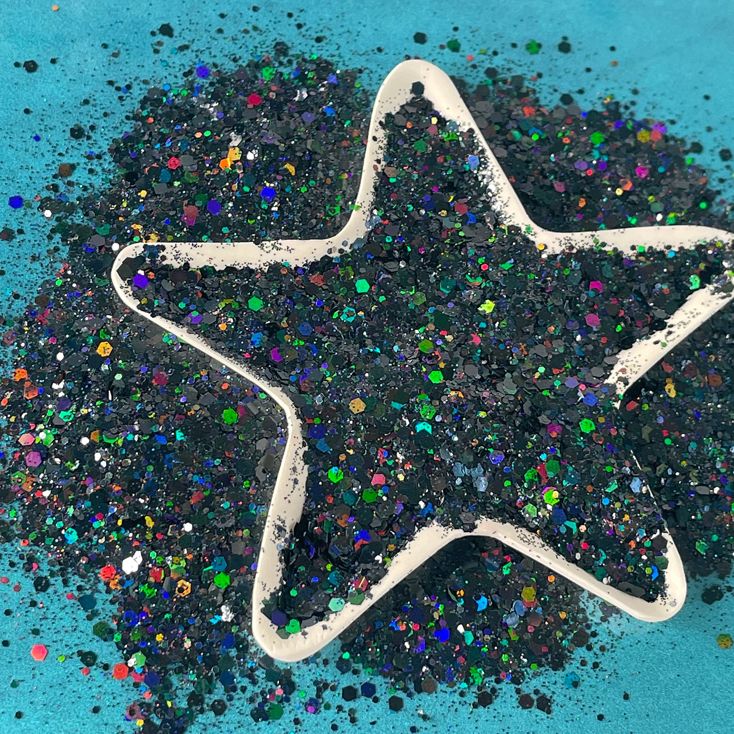 Oil Slick Black Holographic Chunky Glitter - 2 oz for DIY Crafts, Pens, Candles, Earrings, Resin Mugs, Slime, Tumblers & Nail Art - Perfect for Cosplay, Festival Makeup & Home Decor Projects