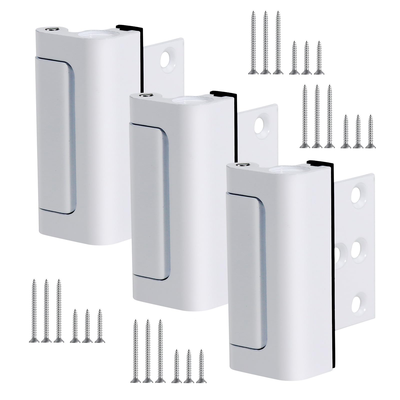 Childproof Door Reinforcement Lock for Inward Swinging Doors - 3 Pack White Home Security Locks for Kids Safety & Unauthorized Entry Prevention | Perfect for Apartments, Nurseries, and Pet Safety