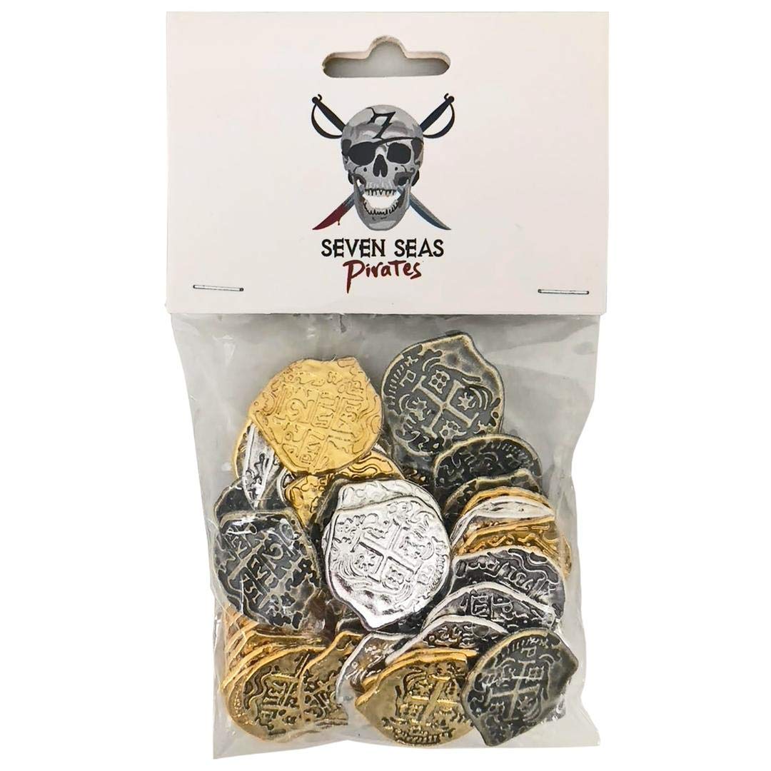 500pcs Toy Metal Gold & Silver Treasure Doubloon Coins - Pirate Party Favors, Kids Pretend Play, Classroom Rewards, Treasure Hunt Game Accessories