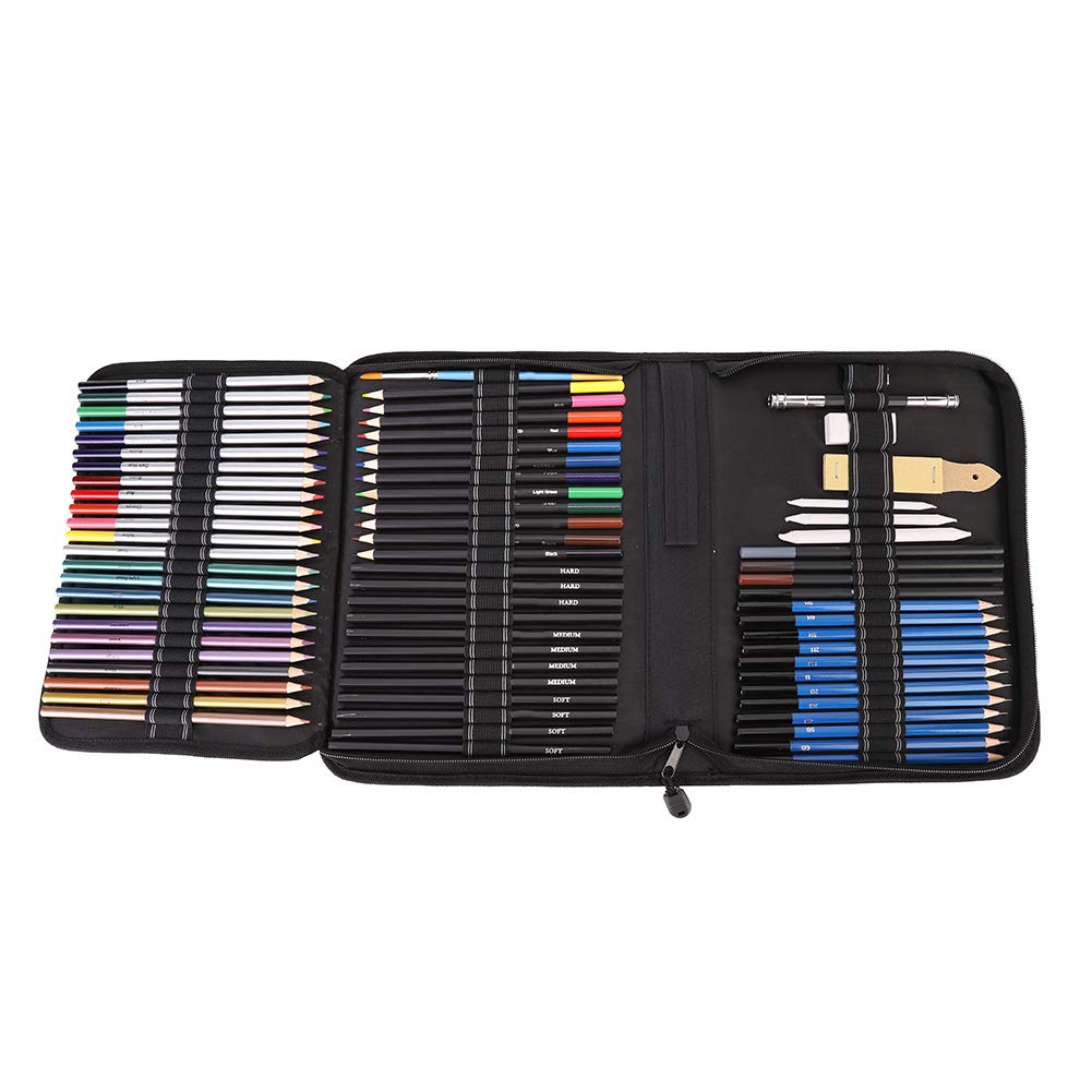 72-Piece Professional Sketching & Drawing Colored Pencil Set - Premium Art Charcoal Pencils with Eraser for Artists, Beginners & Students - Perfect for Sketching, Shading, Blending & Detailed Artwork