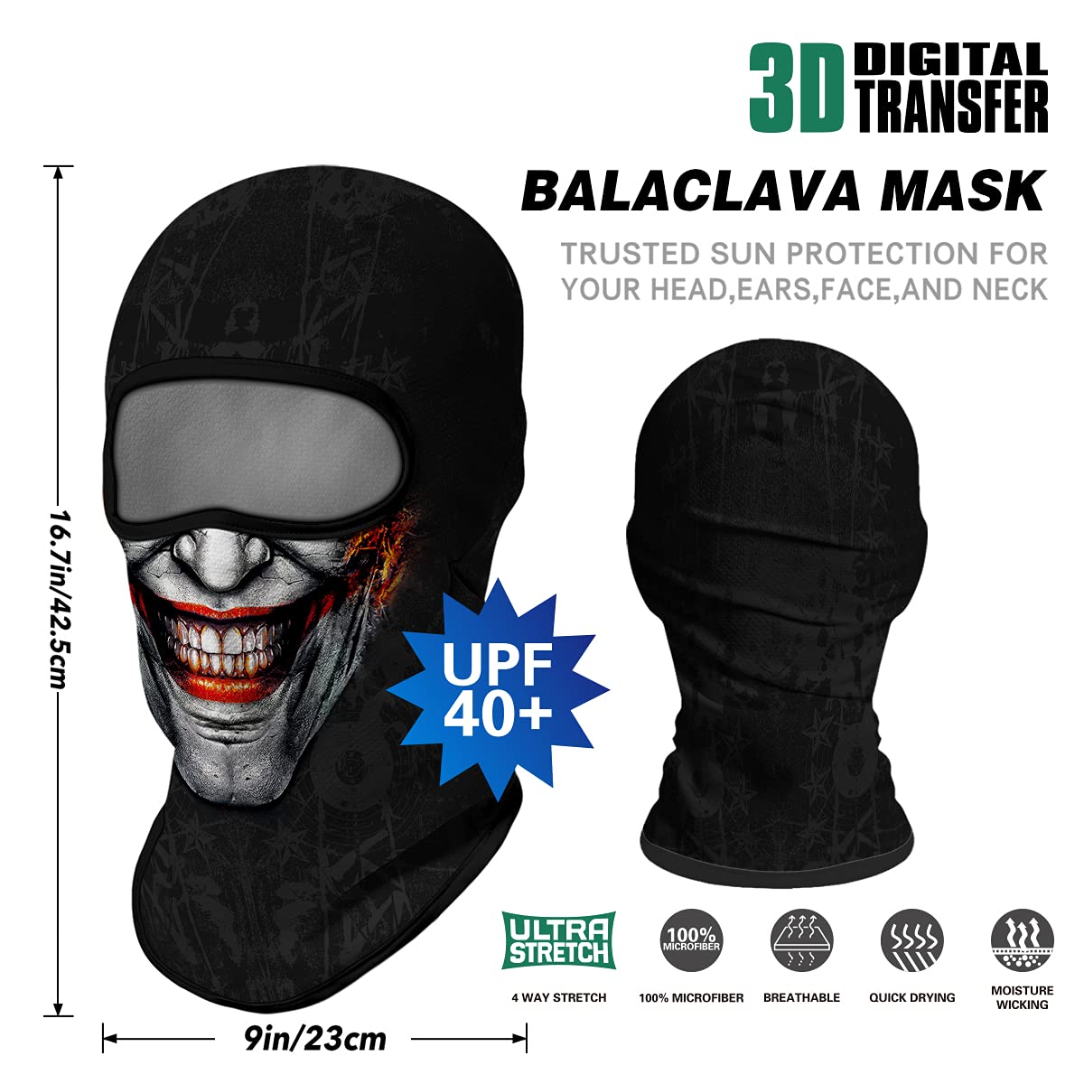 Venswell 3D Balaclava Ski Mask - Cool Skull & Animal Print Full Face Mask for Cycling, Motorcycle, Skiing & Halloween Costumes | Windproof Winter Sports Accessory