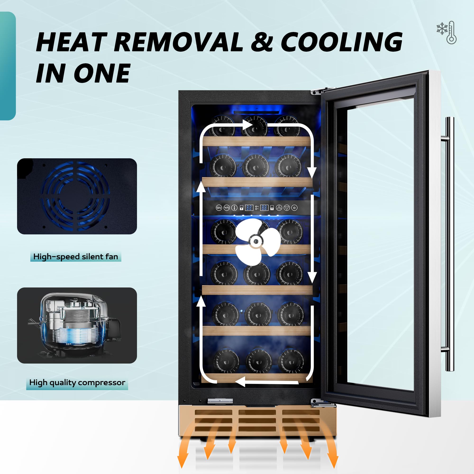 EUHOMY 15 Inch Dual Zone Wine Cooler Refrigerator - Digital Temperature Control, Ultra Quiet Compressor, Double Layer Glass Door - Holds 33 Bottles - Perfect for Home Bars, Restaurants, and Wine Cellars