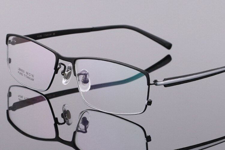 Bclear Men's Full Rim Titanium Eyeglasses Square Frame LB6630 - Lightweight Durable Glasses for Work, Reading & Everyday Use