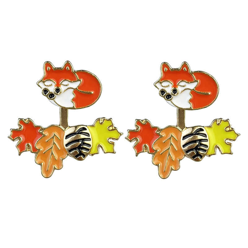 Stylish Chestnut Pumpkin Maple Leaf Orange Ear Jacket Earrings HY9011 - Perfect for Fall Fashion, Halloween Costumes & Boho Accessories