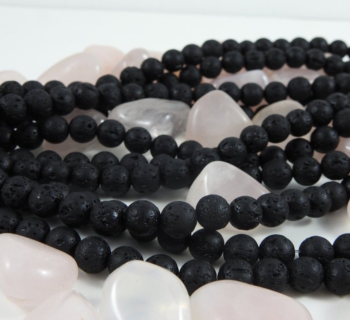 Black Lava Bead Strand - Natural Volcanic Stone Bracelet for Men & Women - Spiritual Healing, Stress Relief & Grounding - Perfect for Meditation, Yoga & Energy Balancing
