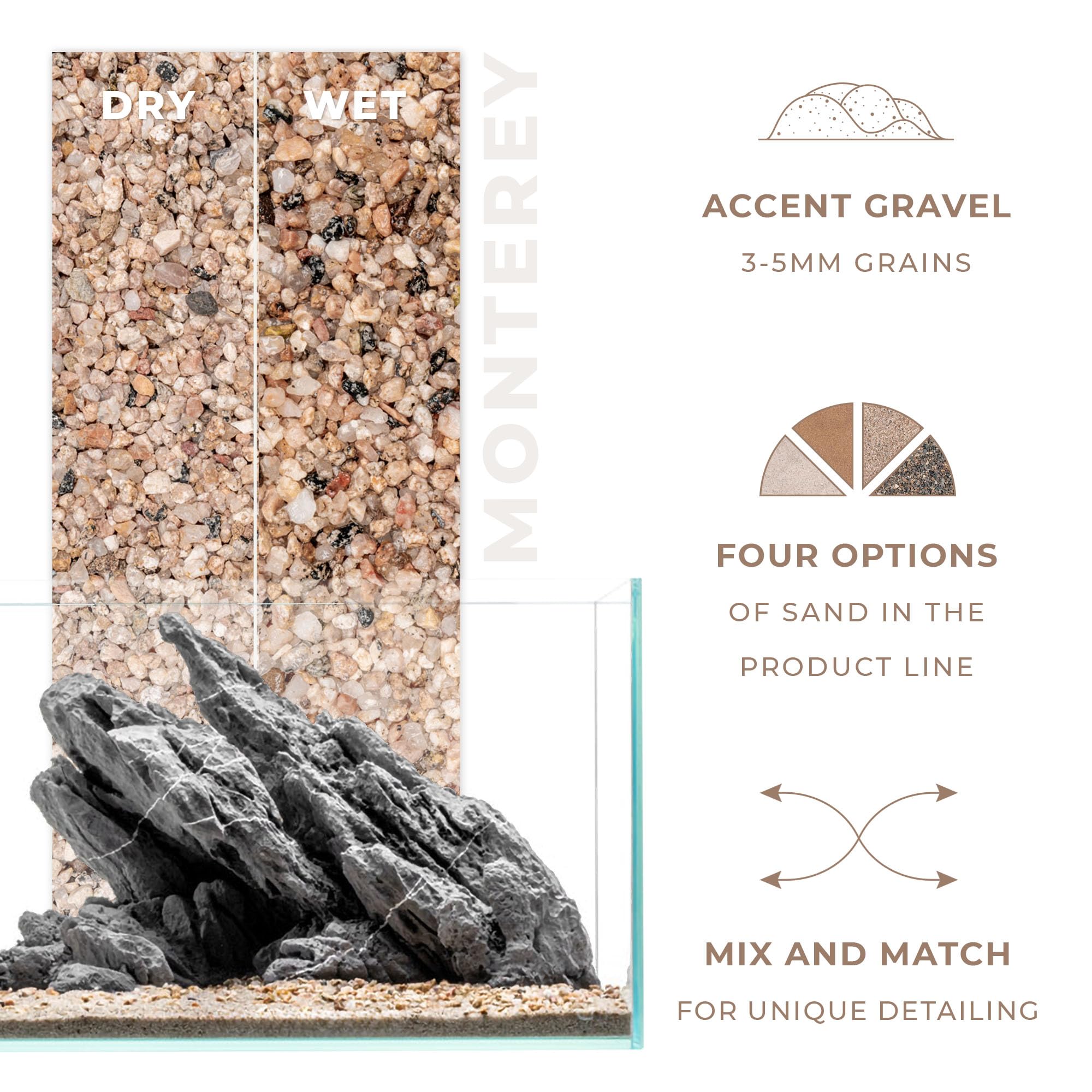 Ultum Nature Systems Controsand Monterey Aquarium Gravel (8L) - Natural Small Pebbles for Fish Tank & Planted Aquarium - Premium Substrate & Decorative Rocks - Perfect for Freshwater & Saltwater Tanks - Ideal for Betta Fish, Shrimp & Aquatic Plants Habitat