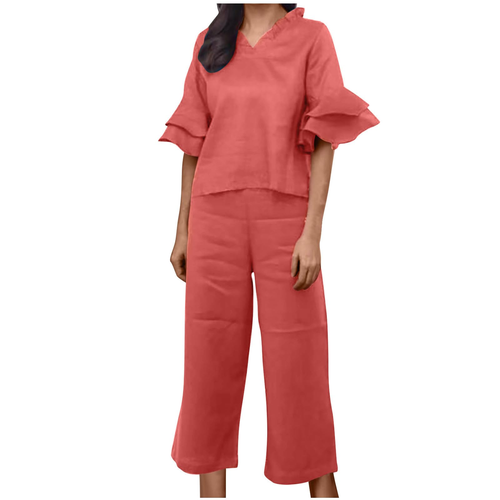 Oelaio Women's 2-Piece Lounge Set - Pink Old Money Style Outfit & Matching Shorts Sweatsuit | Tropical Vacation Clothes, Casual Summer Outfits for Beach, Travel & Relaxation