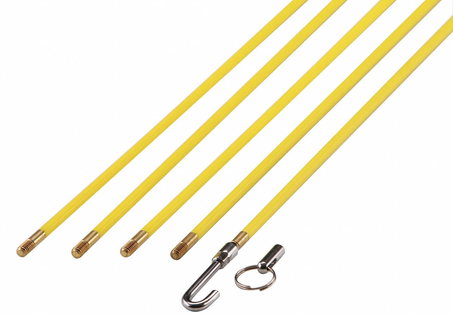 Westward Wire Fish Stick Set - 24 ft Fiberglass Rods (7-Piece, Yellow) for Electrical & Network Cable Pulling - Ideal for Electricians & DIY Home Installations