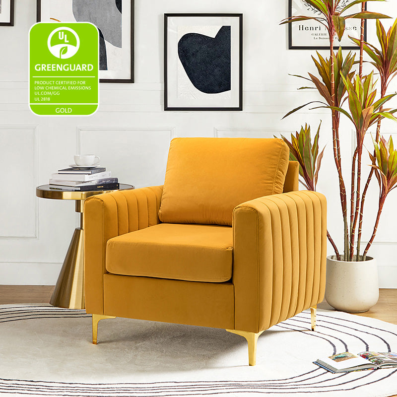 Luxury Didyme Velvet Club Armchair - Modern Accent Chair for Living Room, Bedroom & Office - Plush Upholstered Lounge Chair with Sturdy Wooden Legs - Perfect for Reading Nook, Home Theater & Cozy Spaces