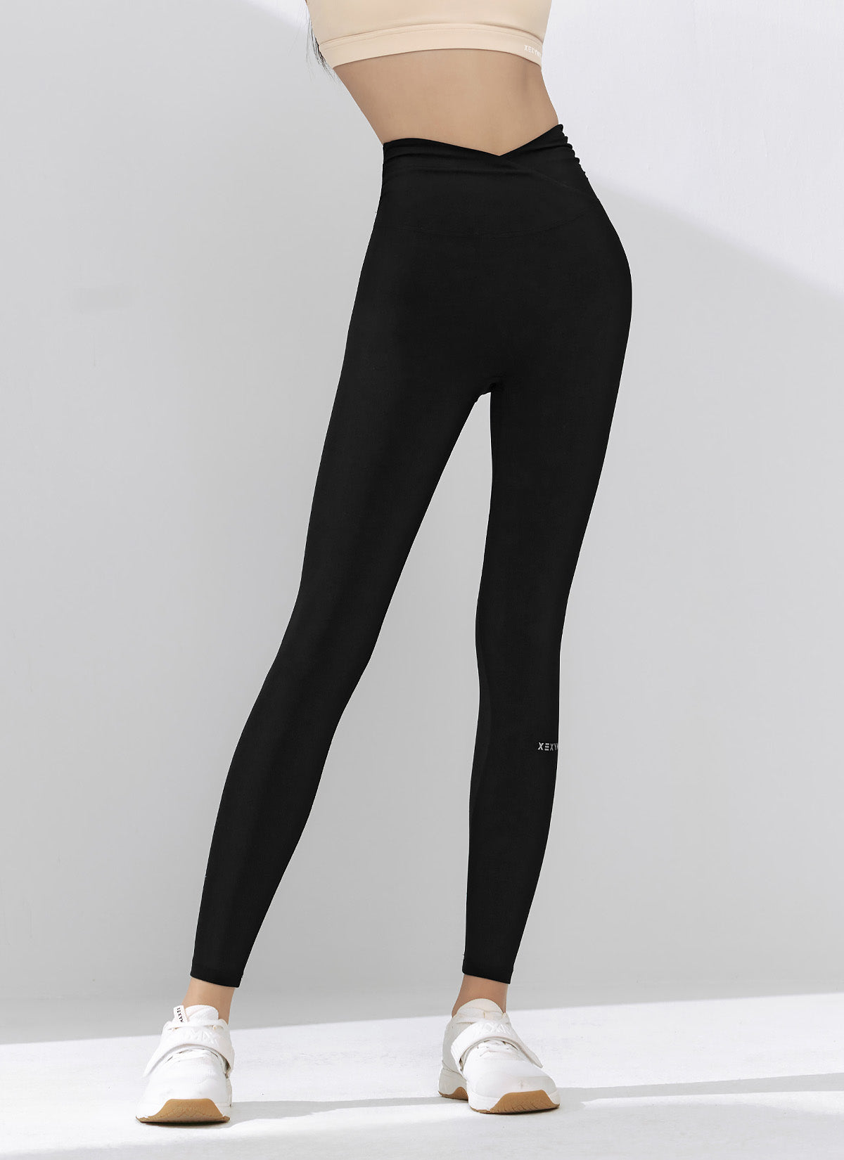 Black Label Power Rise Shirring Leggings for Women - High Waist Tummy Control Yoga Pants - Workout, Running, Lounge & Everyday Wear