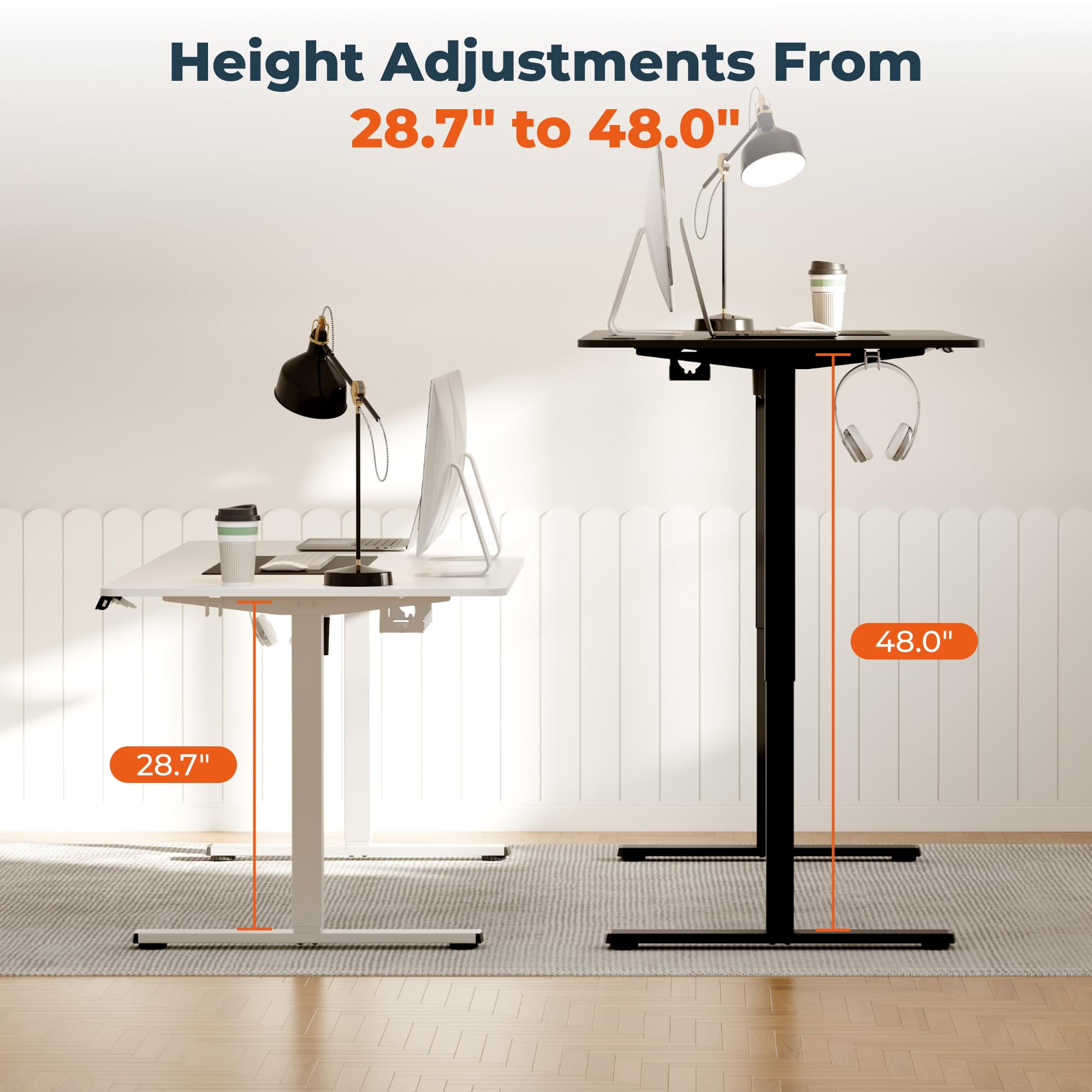 Height Adjustable Standing Desk 63x28 Inches - Electric Sit Stand Desk with Memory Preset, USB Charging Port & Cable Management | Ergonomic Home Office Desk for Work from Home & Gaming Setup