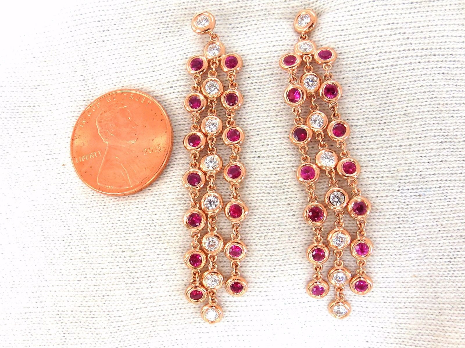 3.00ct Natural Deep Red Ruby Diamond Dangle Earrings in 14K Gold - Elegant Drop Earrings for Women, Perfect for Weddings, Parties & Special Occasions