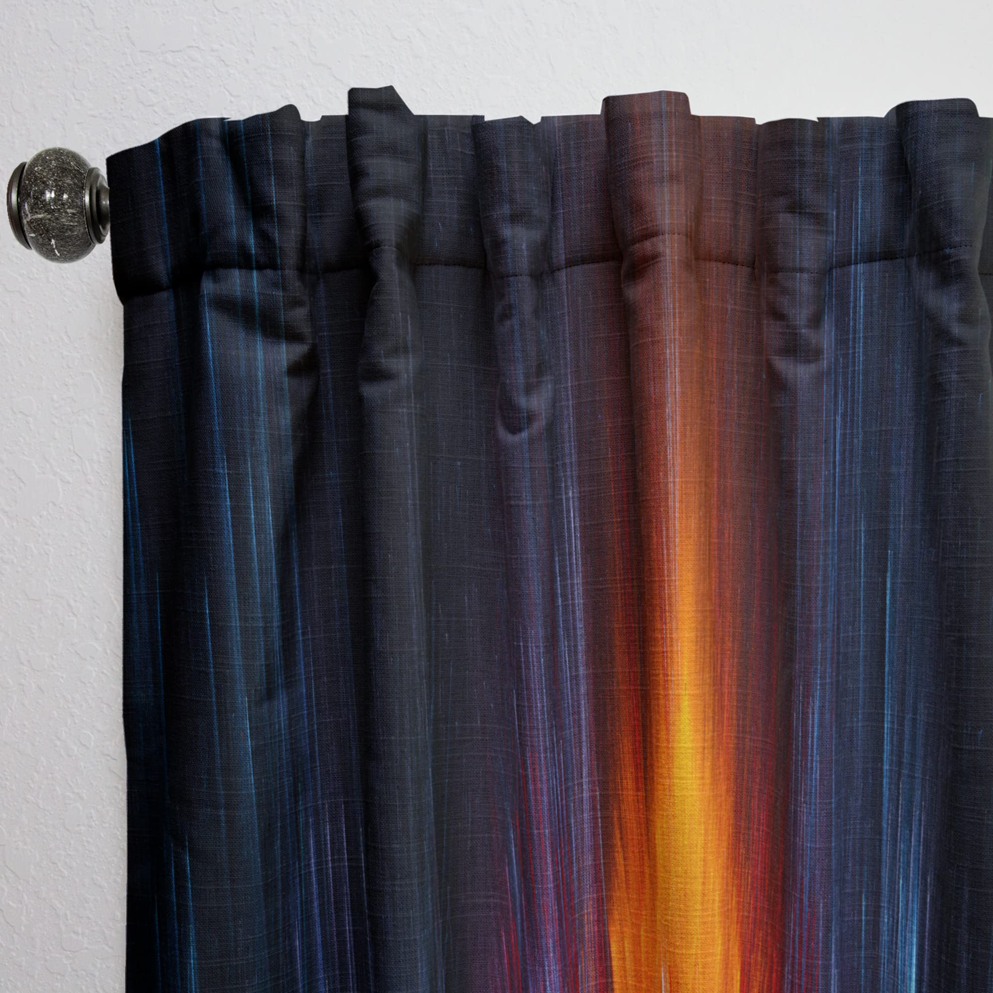 Fractal Fire Light Blue Thermal Insulated Curtains - 52x120 Single Panel for Bedroom & Living Room - Energy Saving Window Treatment for Home Decor