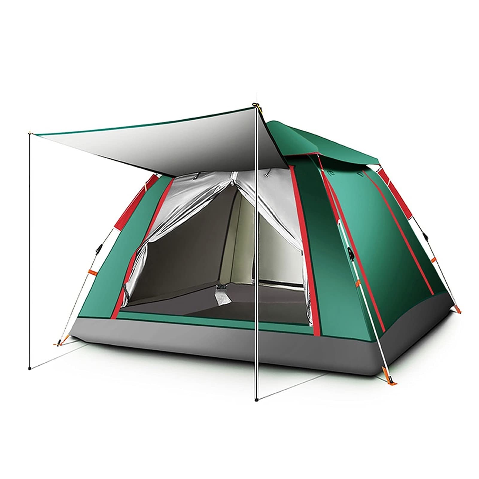 LICHUAN 3-4 Person Instant Pop Up Tent - Windproof, Waterproof & UV Protection for Camping, Hiking, Beach - Automatic Setup Green Outdoor Tent for Family Travel & Backpacking Adventures