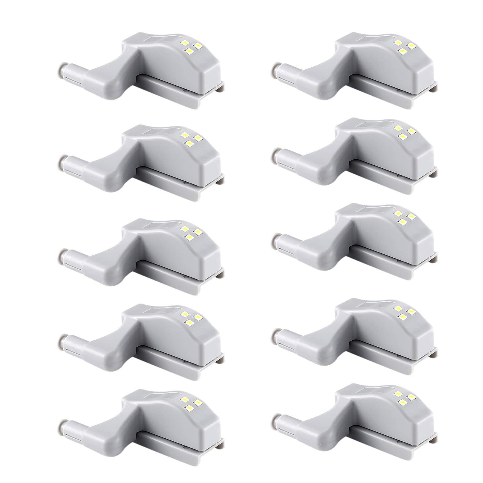 JOLAU 10-Pack 12V LED Smart Touch Sensor Cabinet Lights - White Hinge Lights for Closet, Wardrobe & Interior Cabinets - Motion Activated Night Light for Bedroom, Kitchen & Storage Spaces