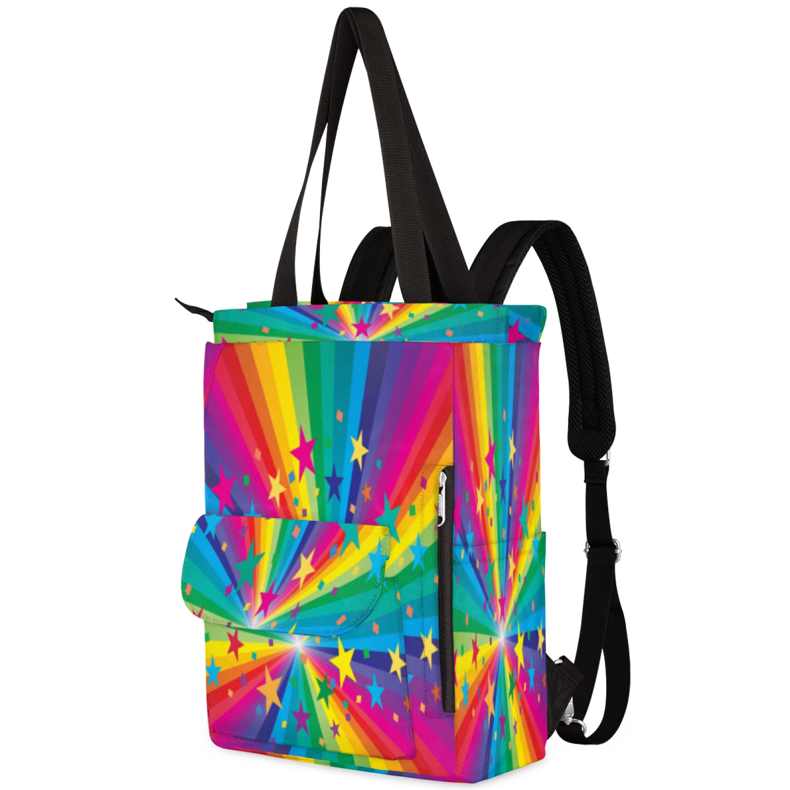 3D Rainbow Backpack Purse for Women - Lightweight Laptop Tote Backpack with Colorful Star Design, Water-Resistant College School Bookbag for Work, Travel, Hiking & Daily Commute | Perfect for Students, Office Professionals & Outdoor Enthusiasts
