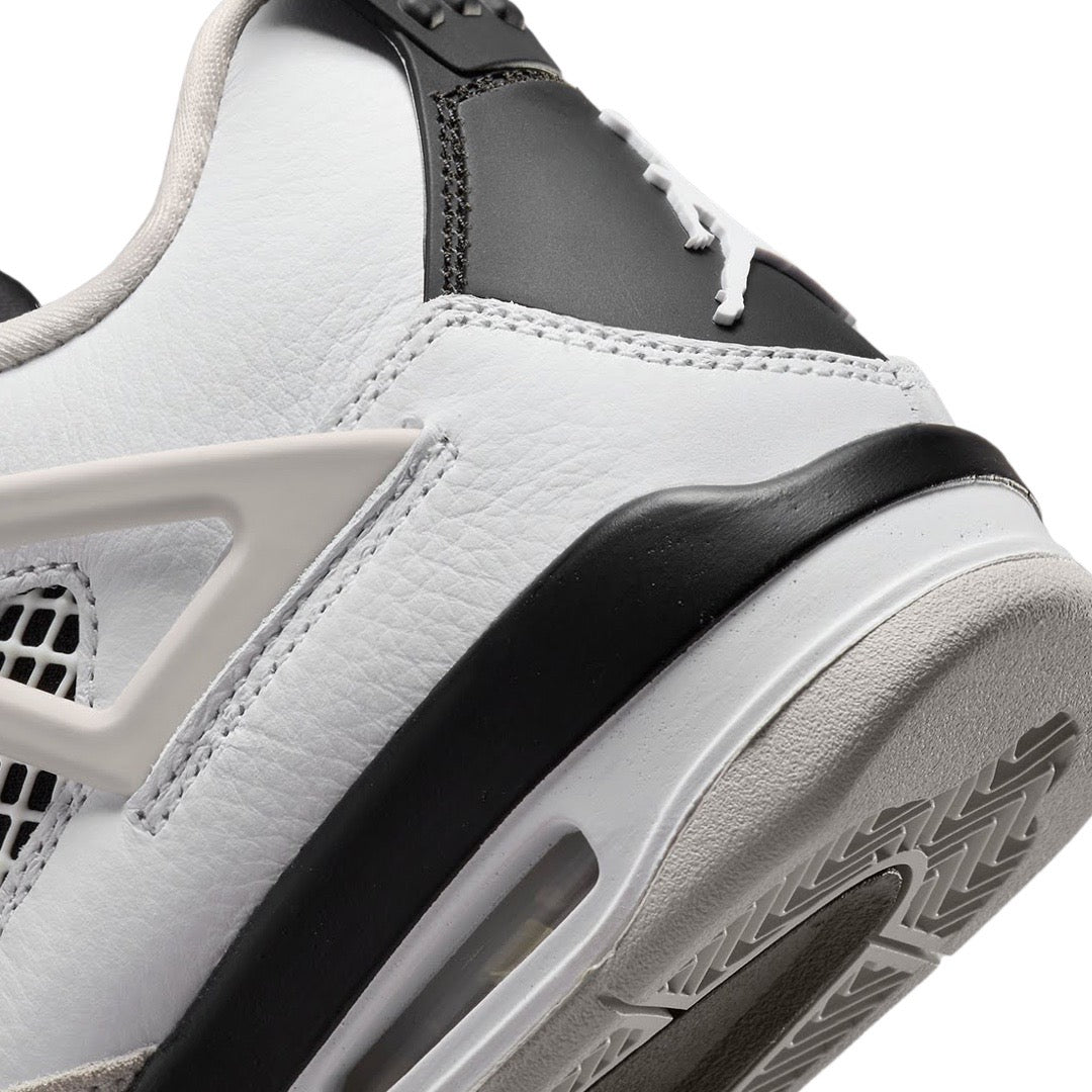 Air Jordan 4 Retro GS Sneakers - Military Black/White/Neutral Grey - Basketball Shoes for Women & Girls - Perfect for Court Play & Street Style Fashion