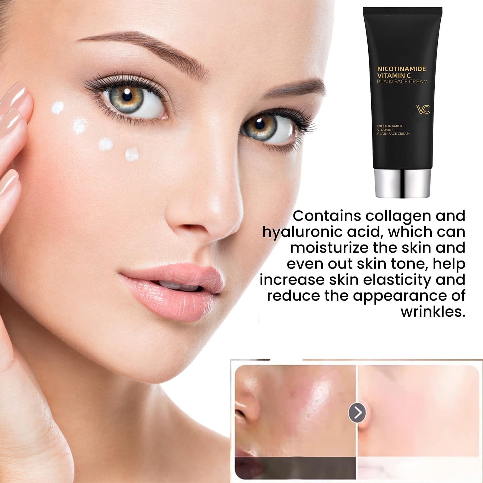 Niacinamide Vitamin C Black Tube Cream for Skin - Multifunctional Hydrating Niacinamide Makeup Cream, Niacinamide Vitamin C Facial Cream, Nicotinamide with Vitamin C (1pc) - Perfect for Daily Skincare & Makeup Routine